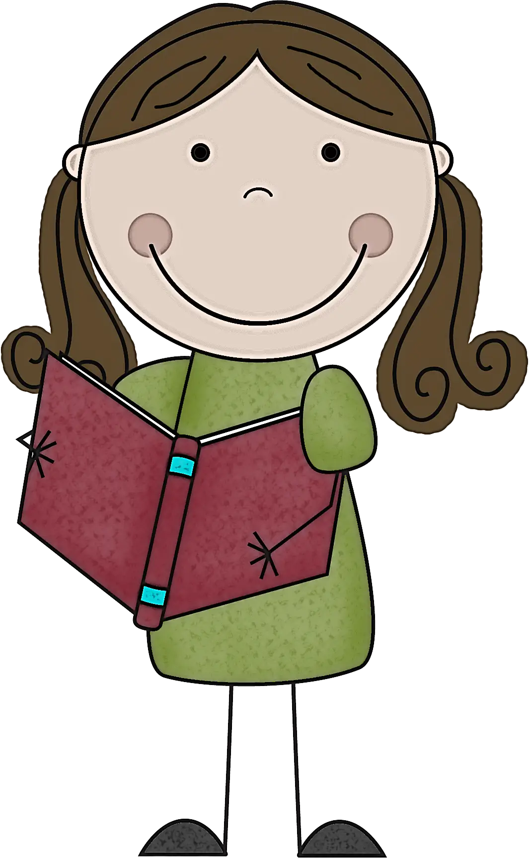 Cartoon Girl Reading a Book