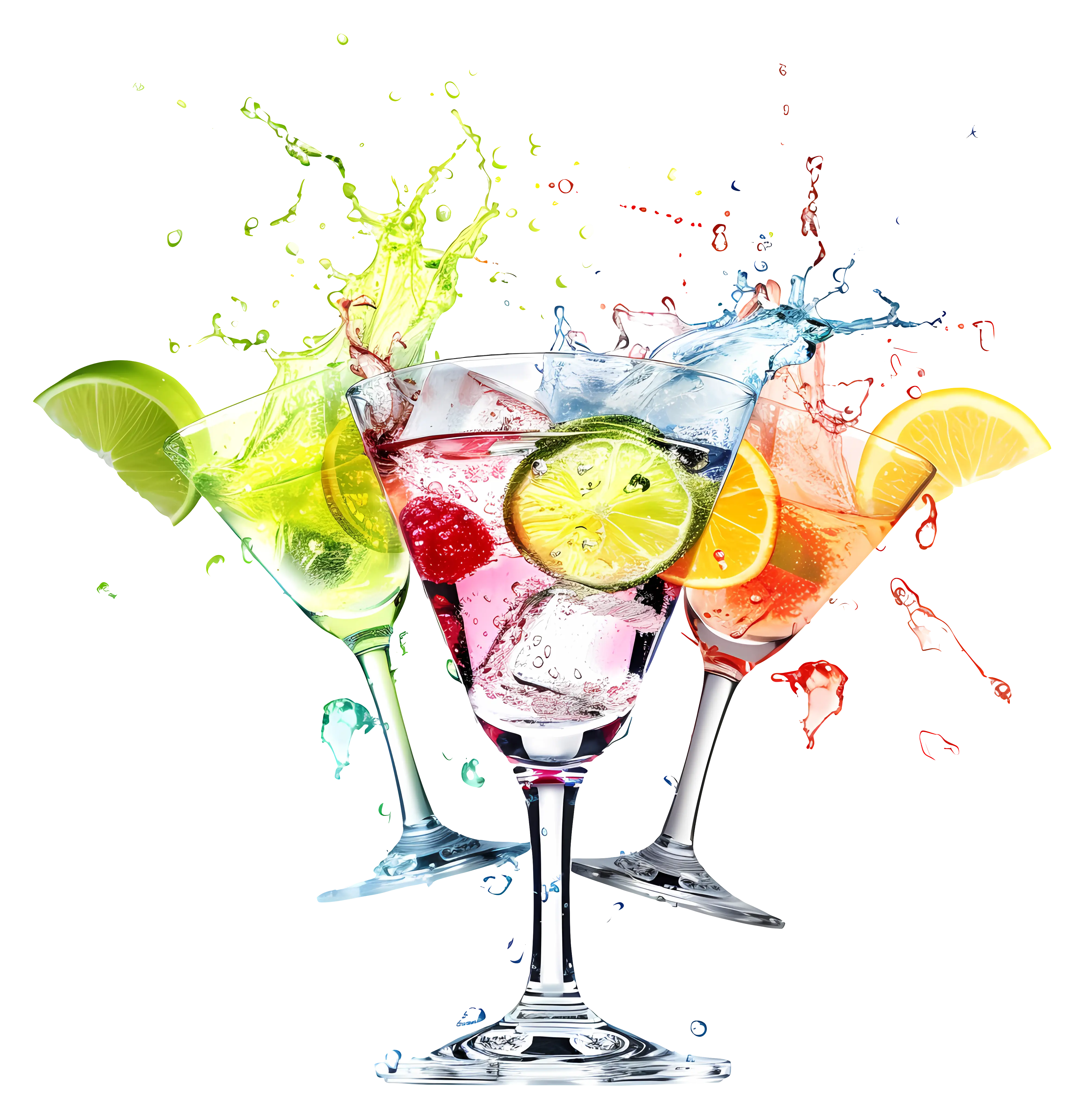 Colorful Cocktails with Fruit Garnishes