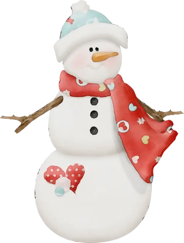 Snowman with Red Scarf in Festive Mood