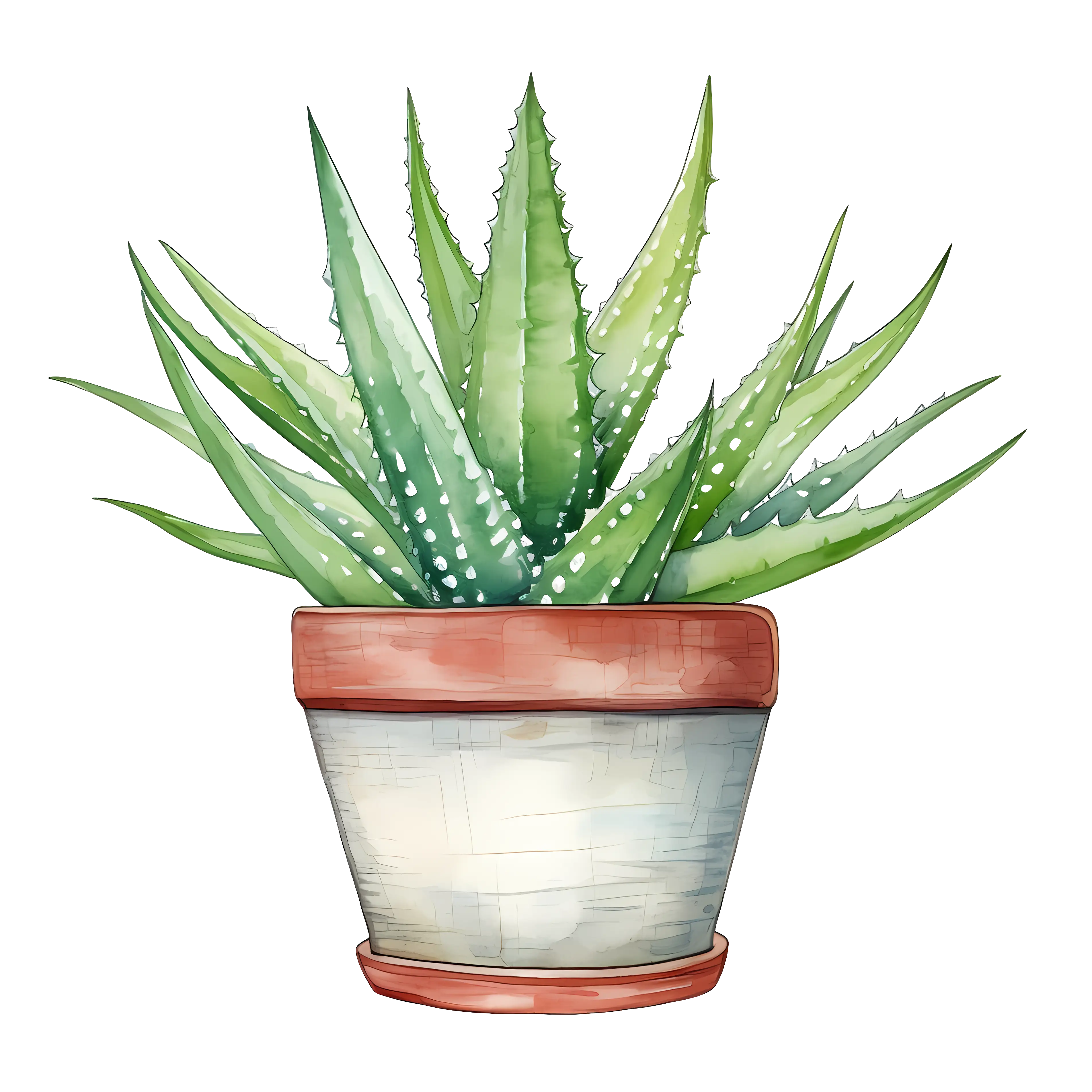 Aloe Vera Plant in Terracotta Pot Illustration