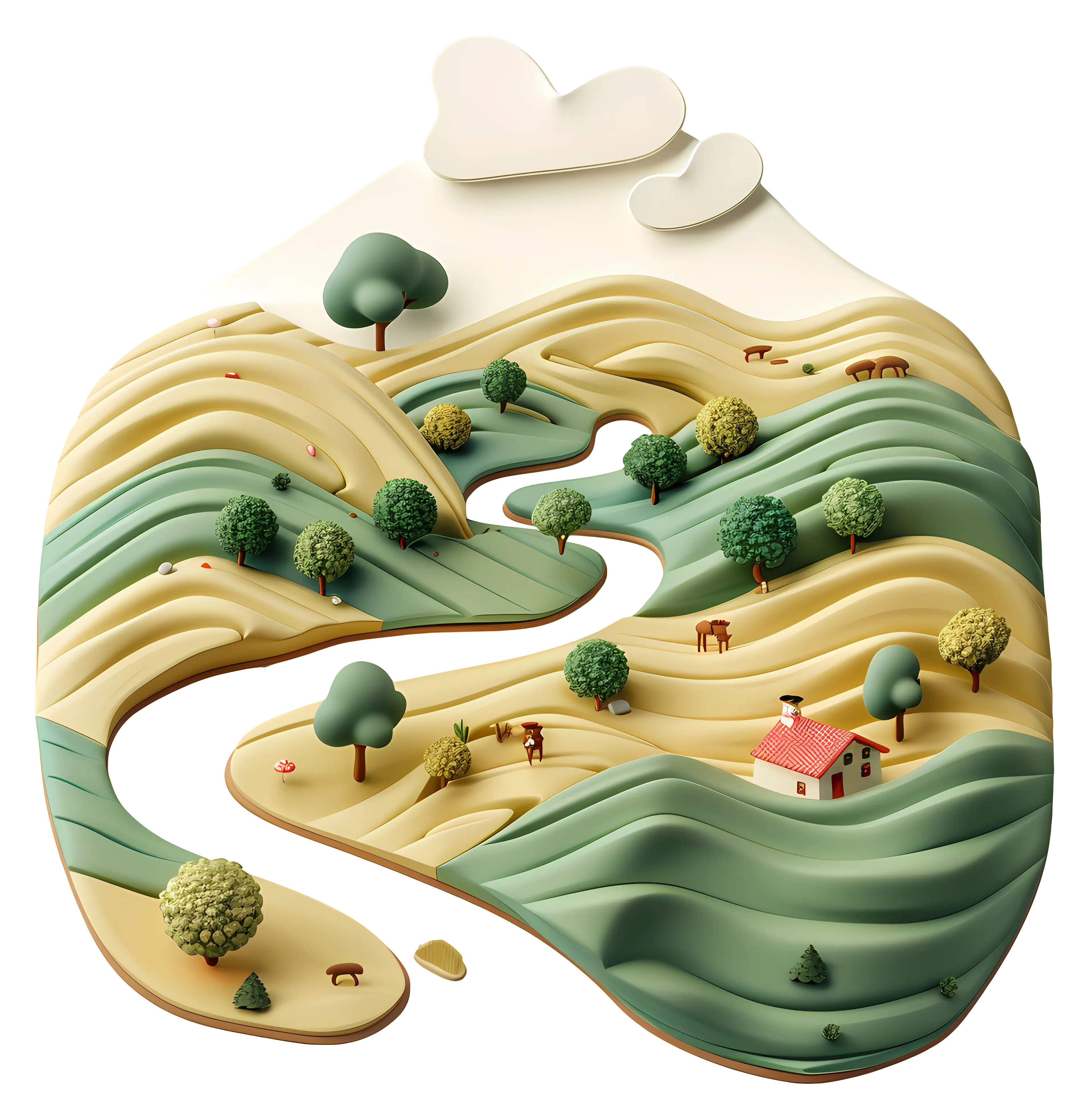Hilly Landscape with Trees