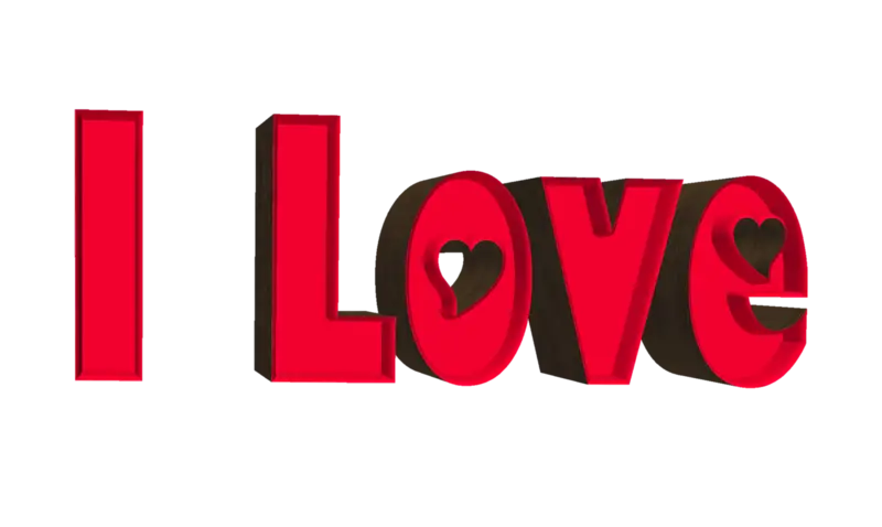 Red 3D &#039;I Love&#039; Typography Design