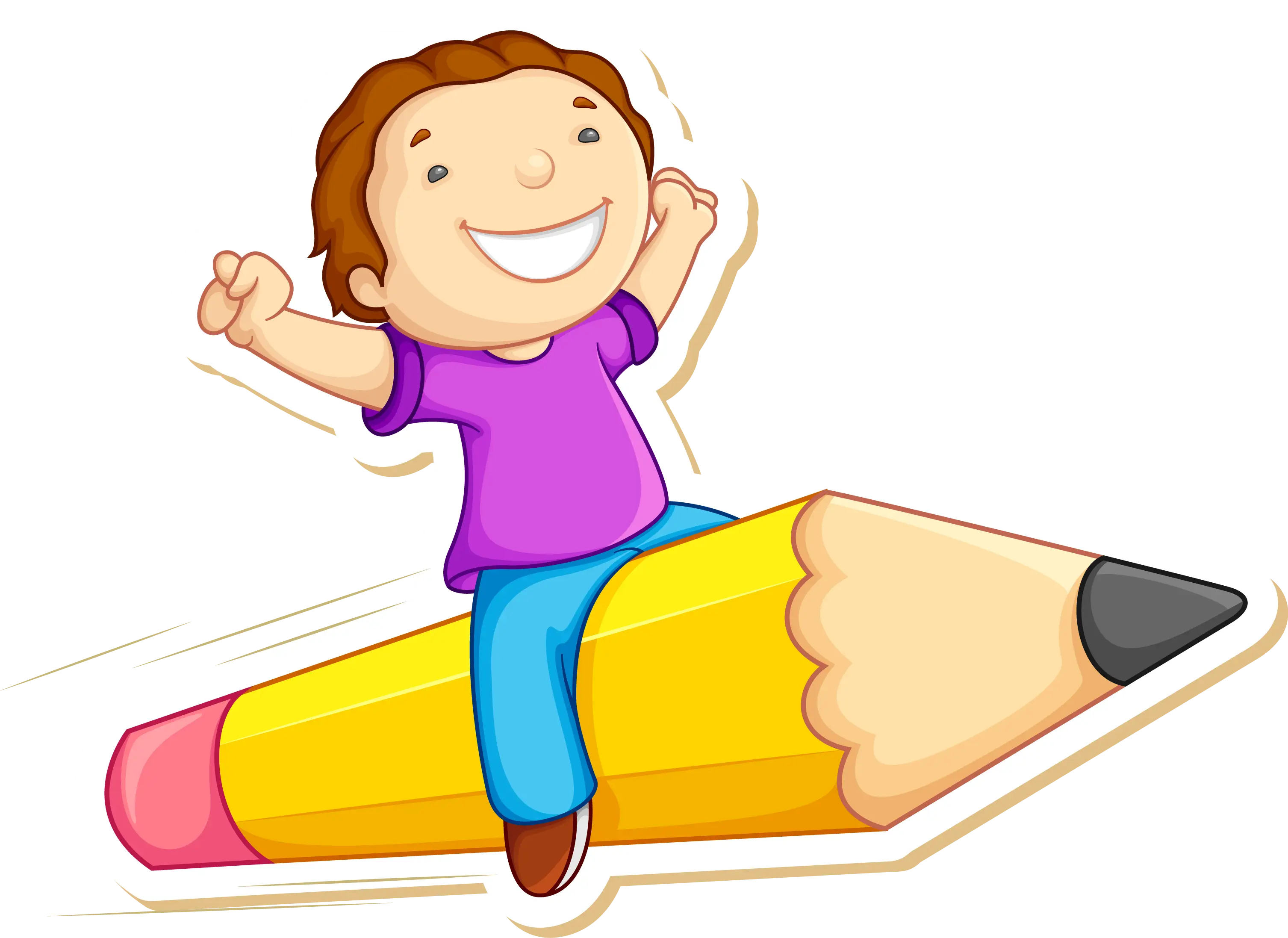 Boy Riding a Giant Pencil