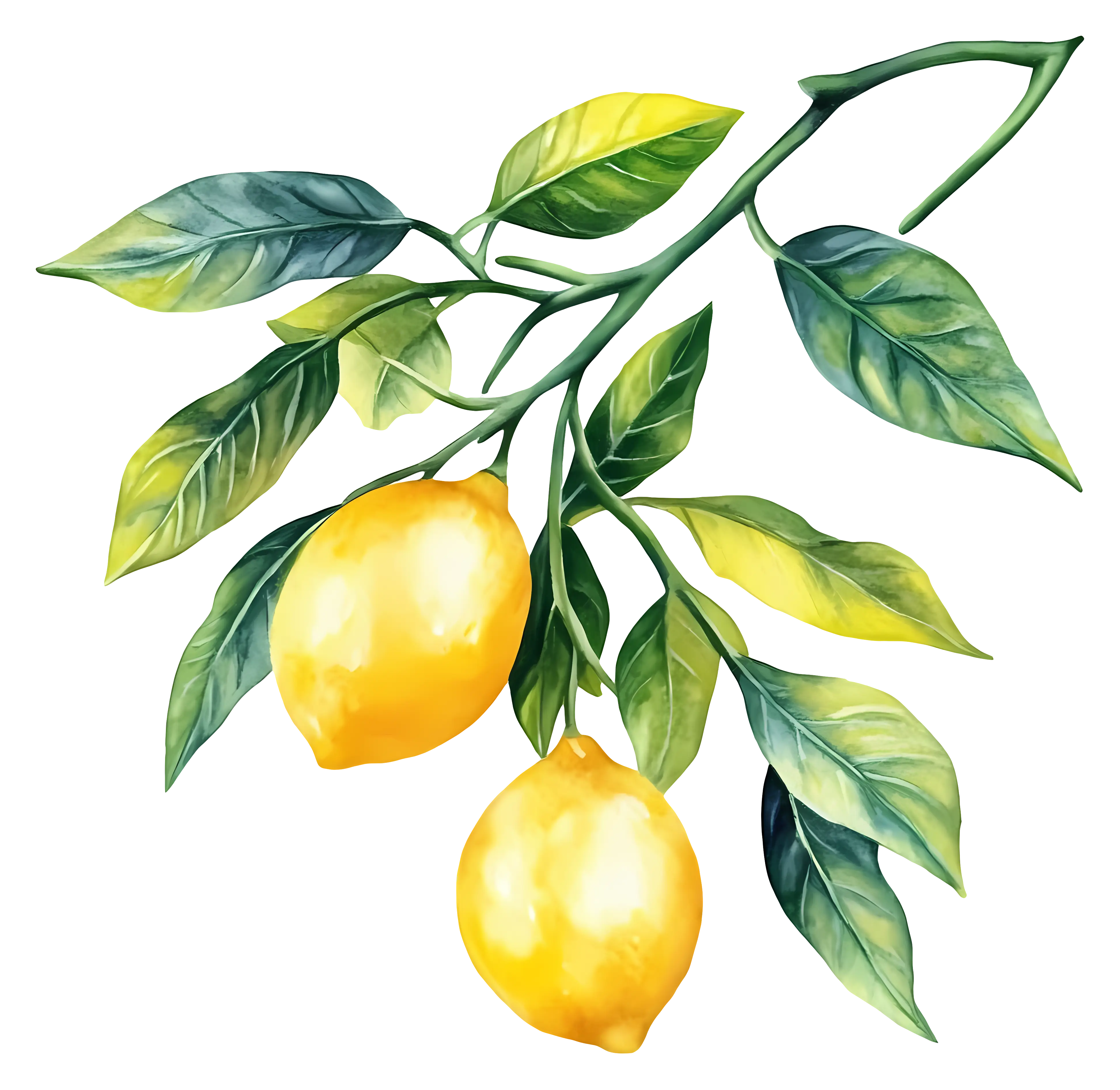 Lemon Branch Watercolor Illustration