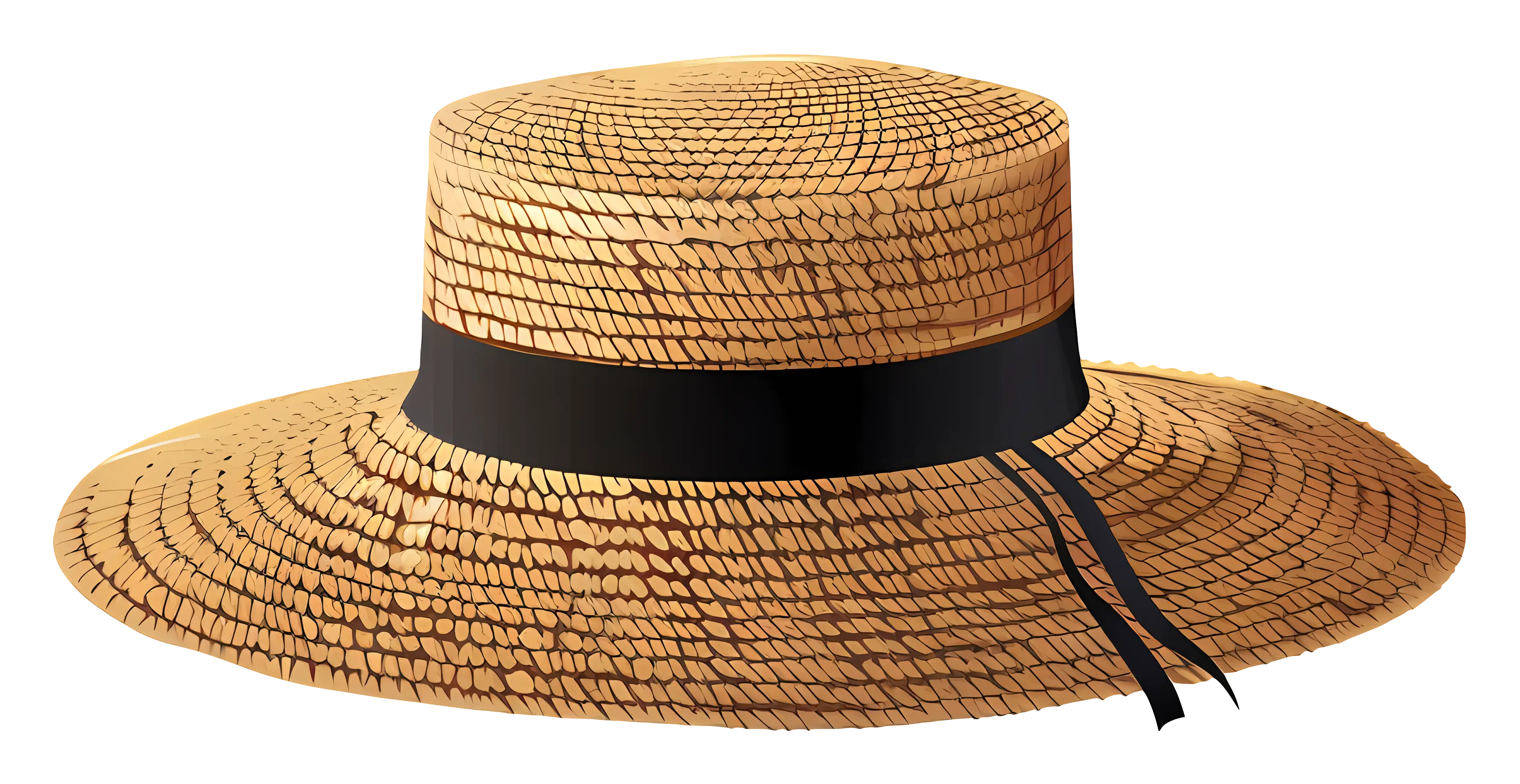 Elegant Straw Hat with Black Ribbon