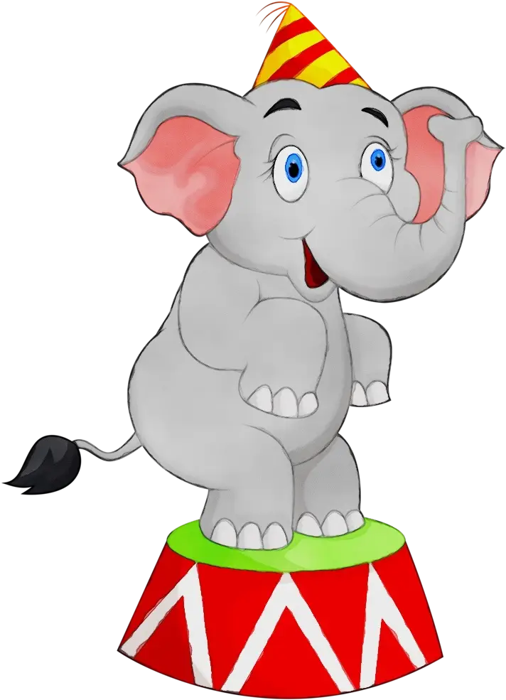 Cheerful Circus Elephant Cartoon Illustration