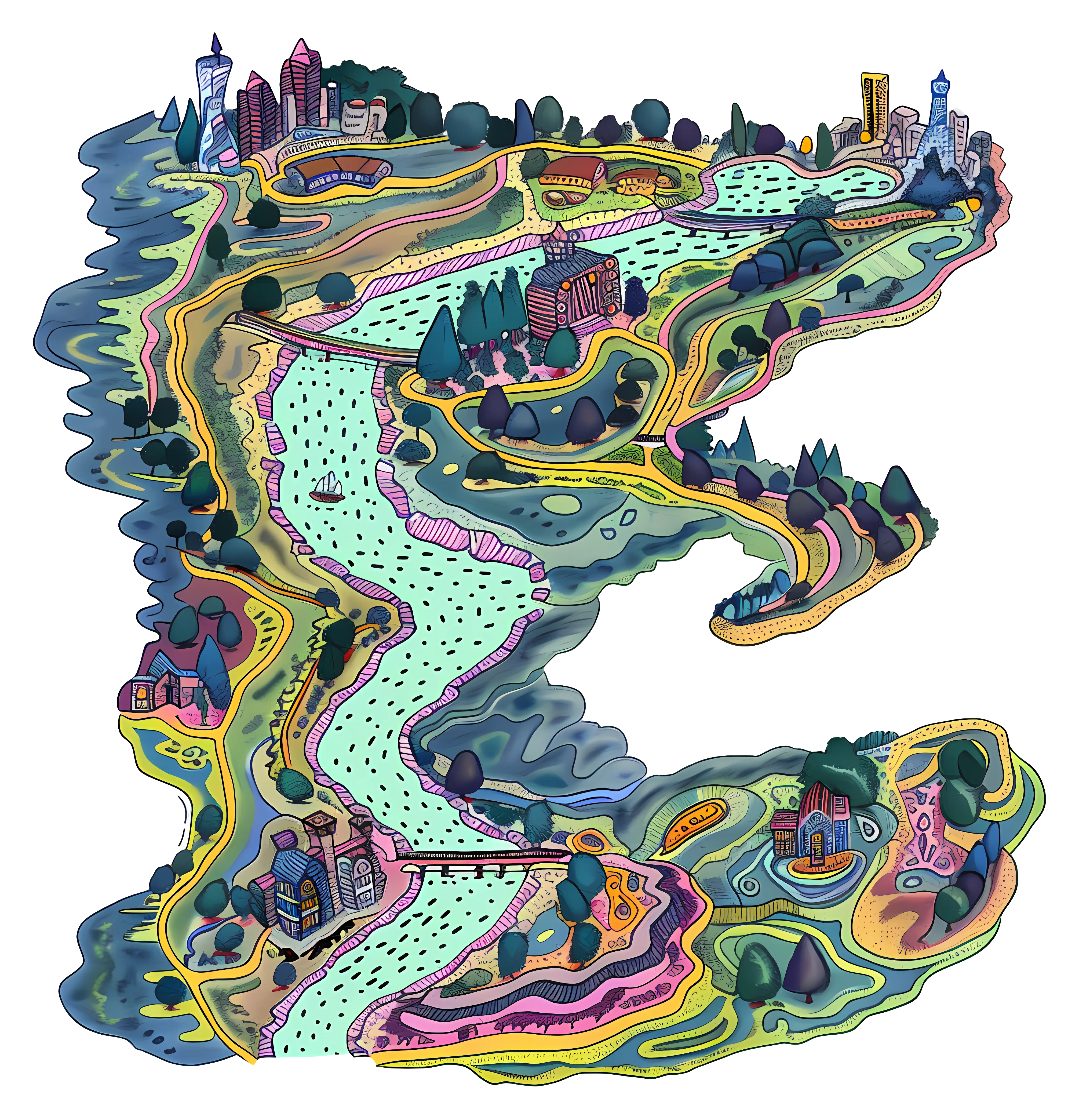 Colorful Illustrated Map