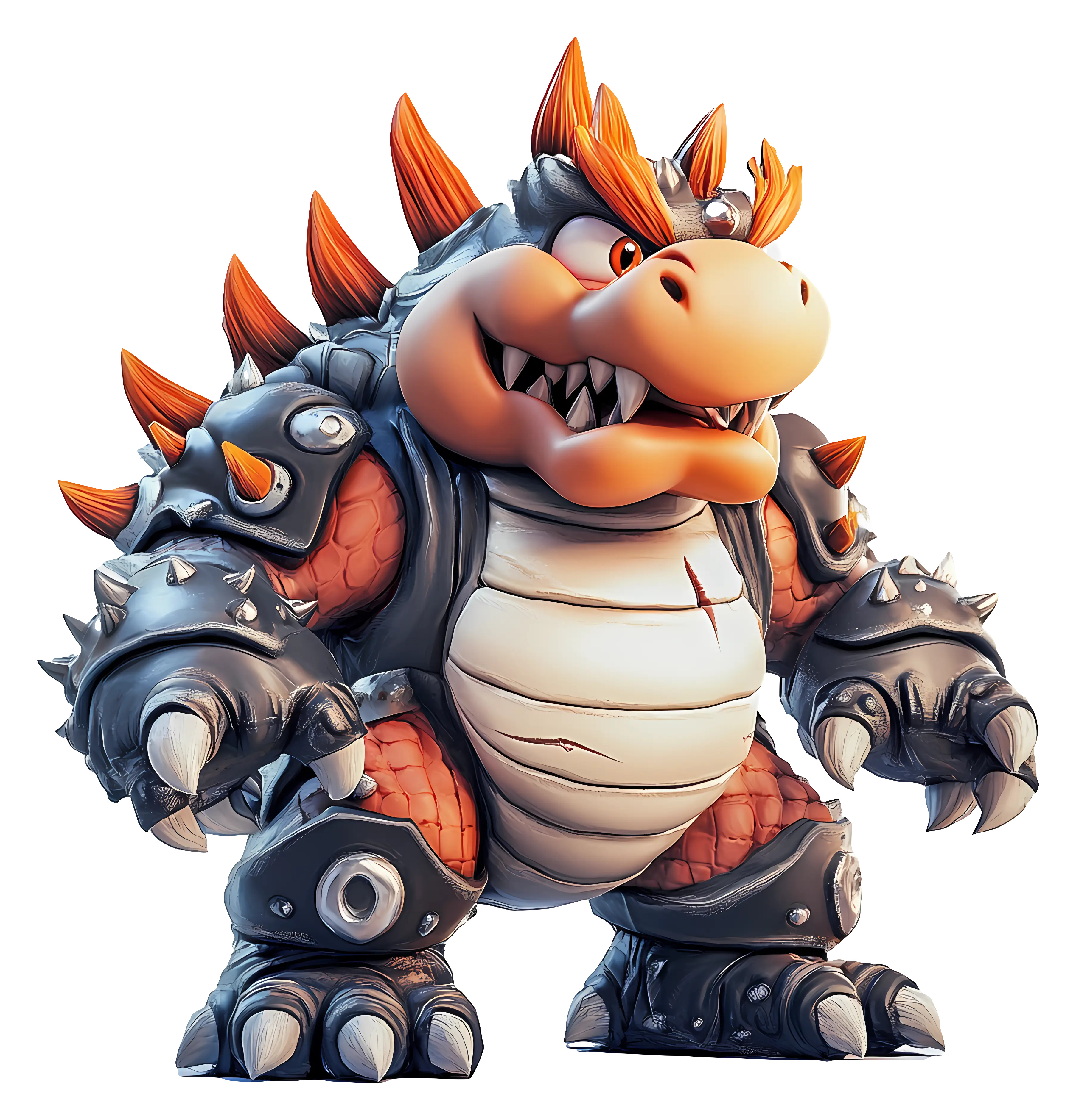 Spiky Armored Character in Cartoon Style