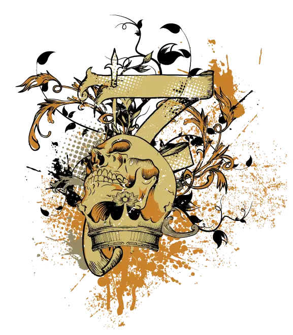 Artistic Skull with Crown and Floral Design