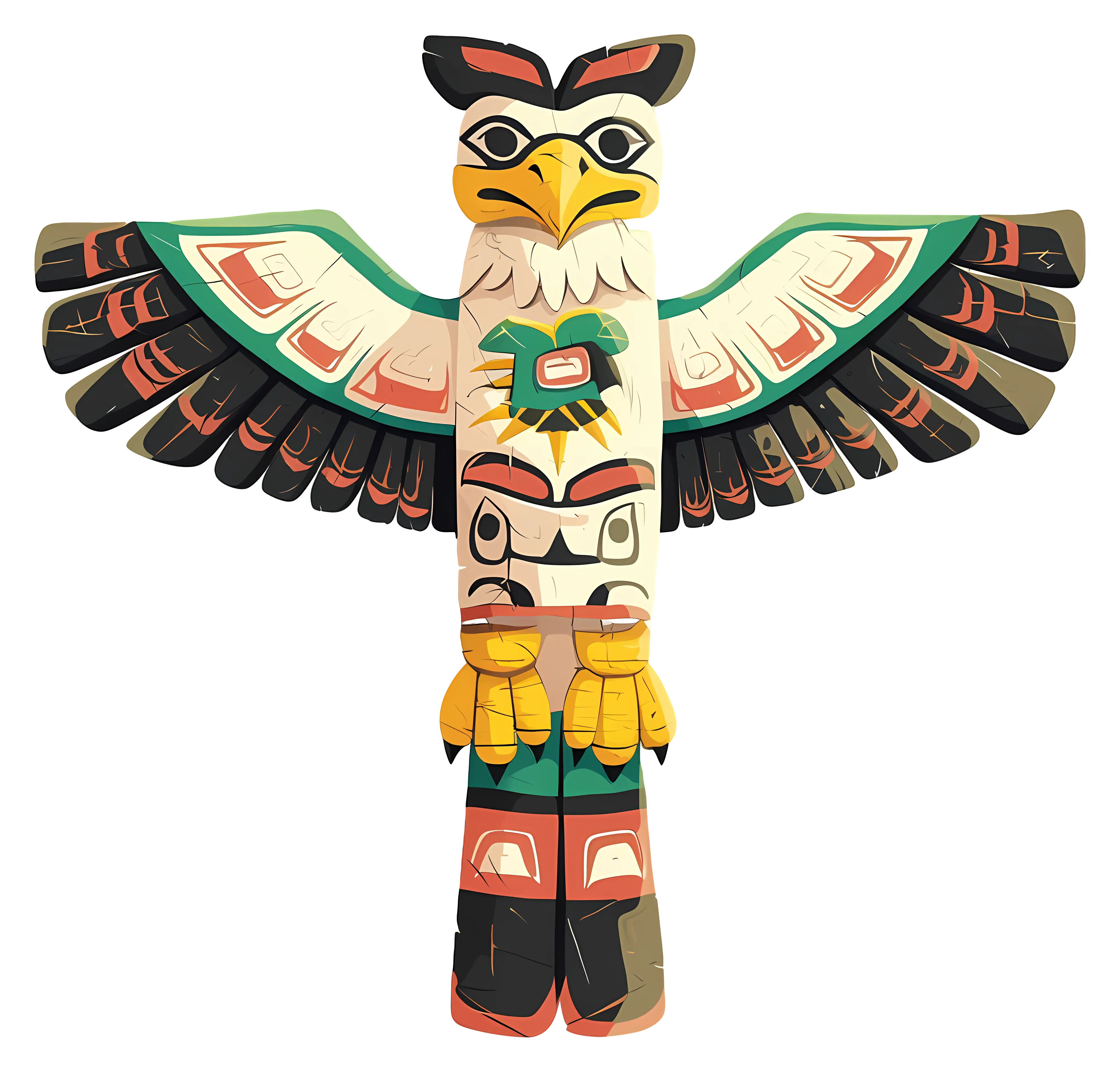 Traditional Decorative Totem Pole Illustration