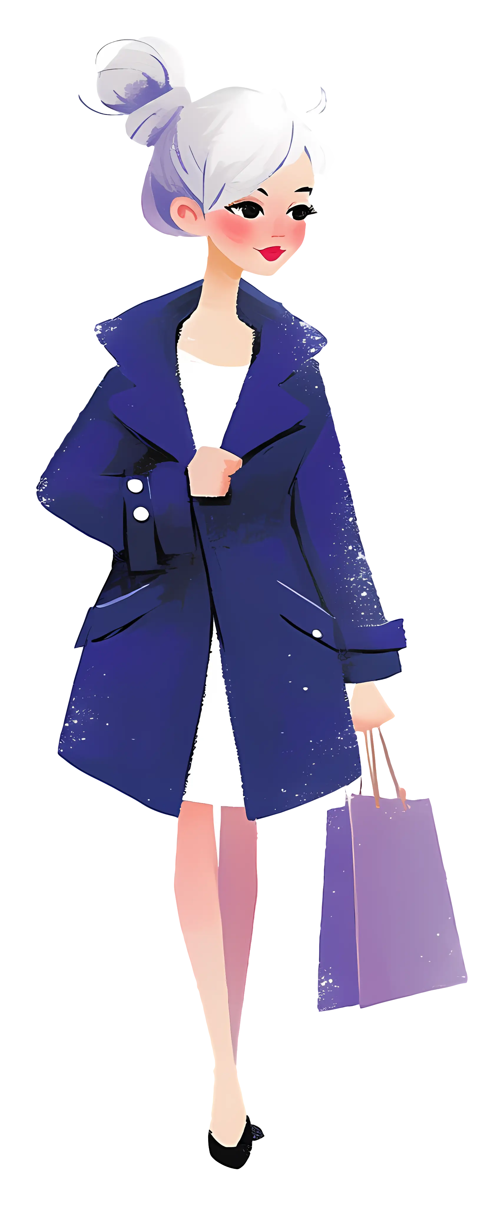 Stylish Woman in Blue Coat