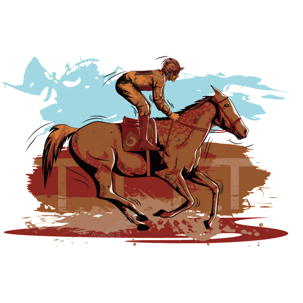 Jockey Riding Horse Illustration