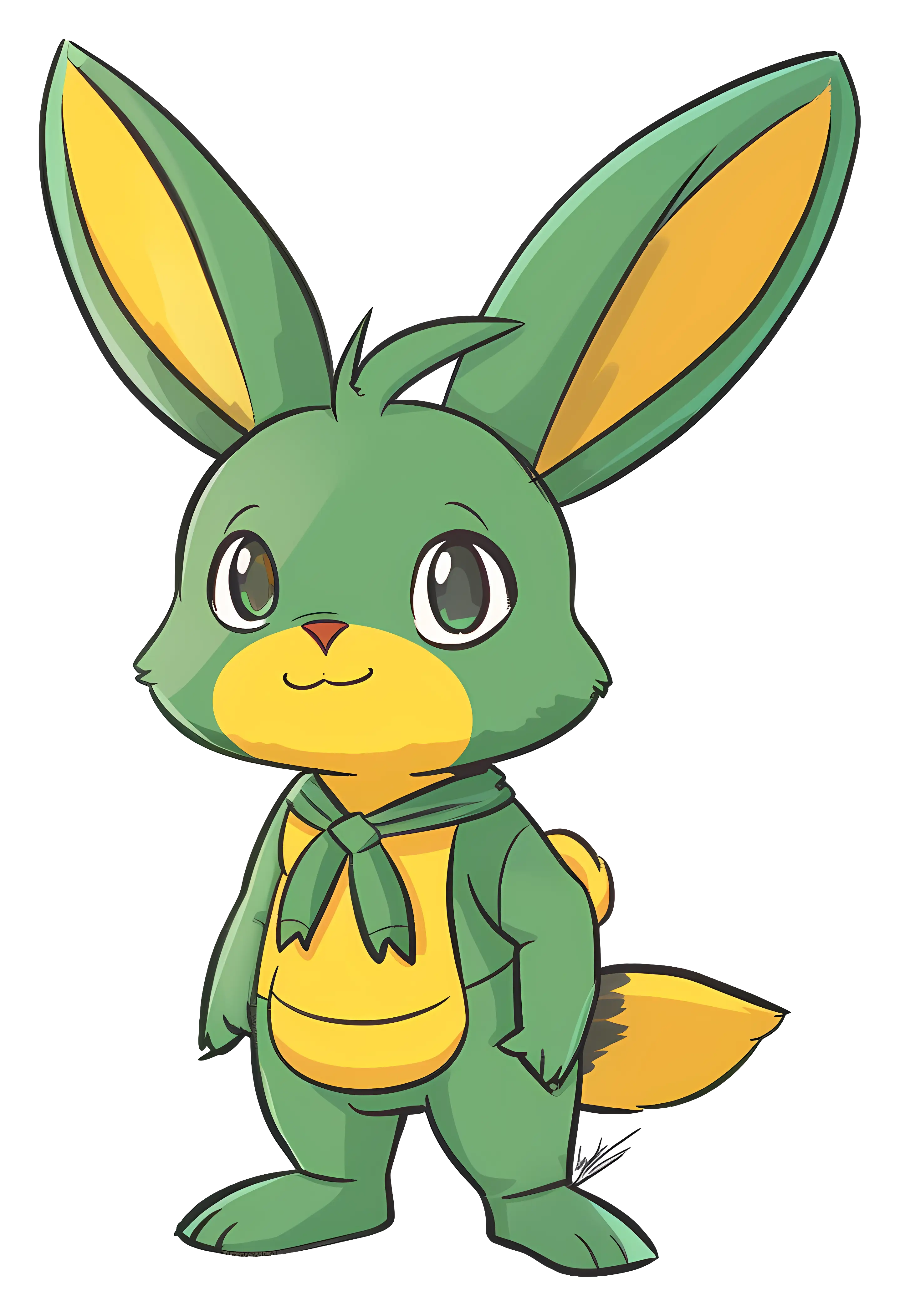 Adorable green cartoon bunny illustration