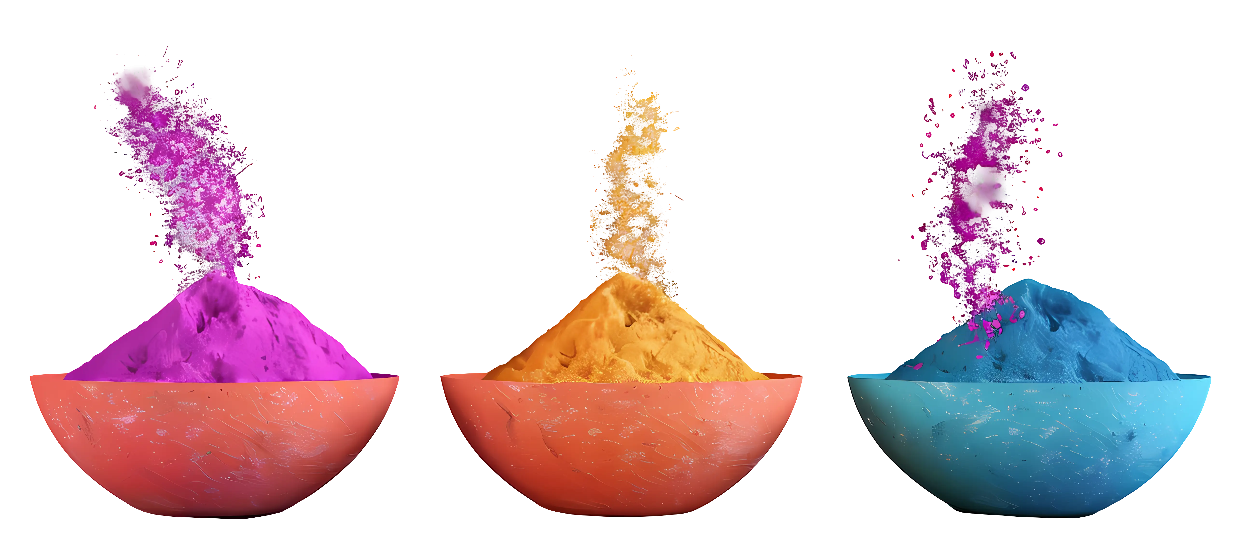Colorful Powder in Bowls for Holi Festival
