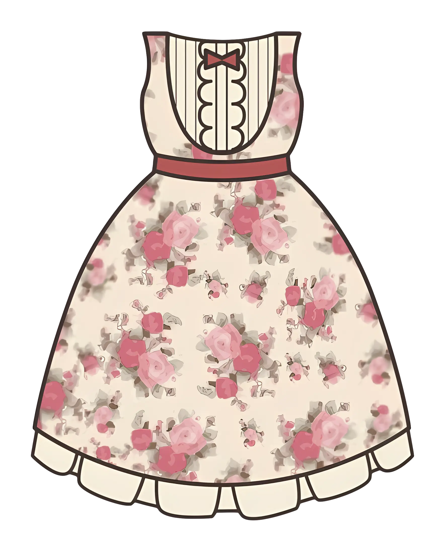 Floral Patterned Dress with Pink Roses