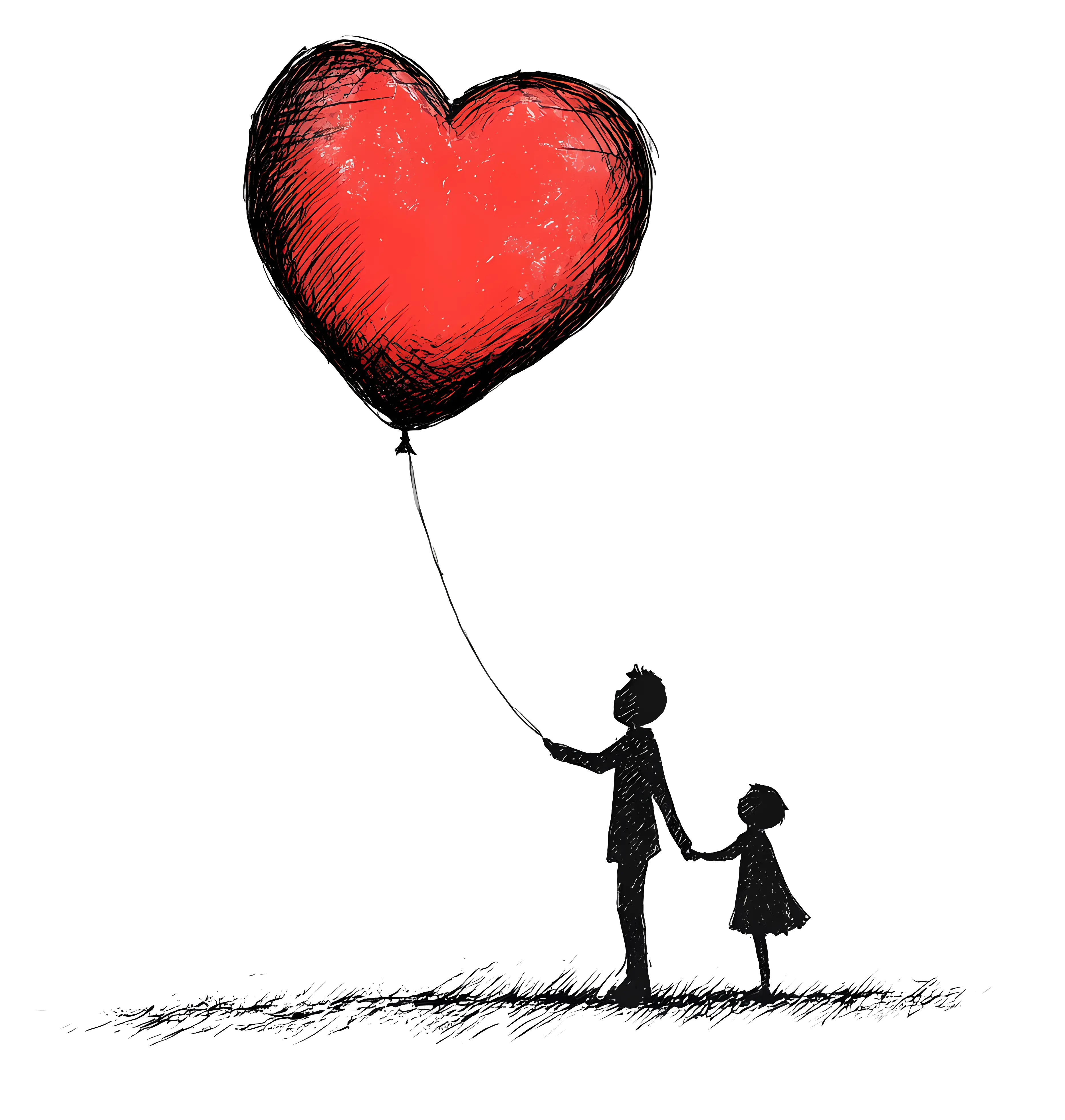 Parent and Child with Heart Balloon