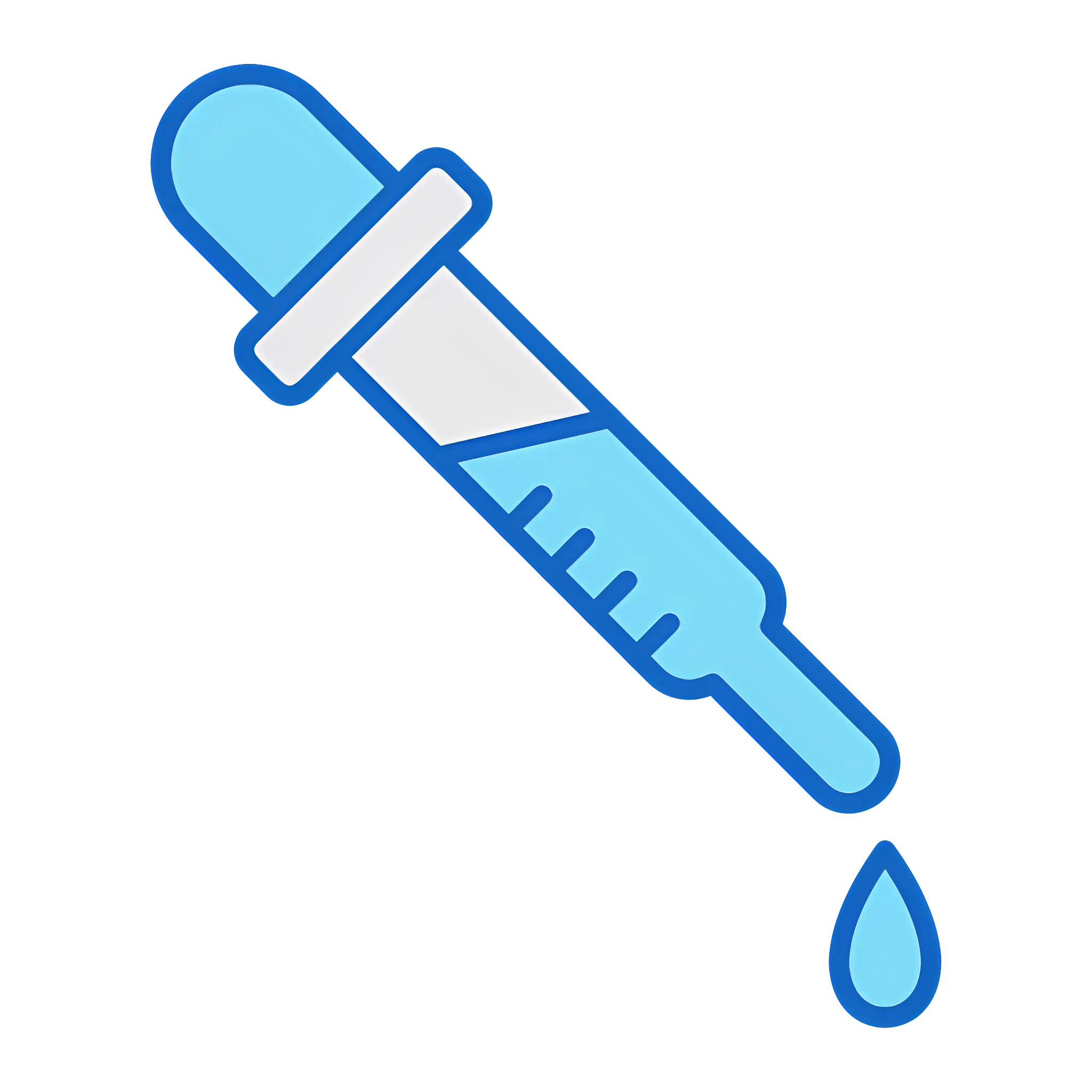 Blue Dropper Illustration with Liquid Drop