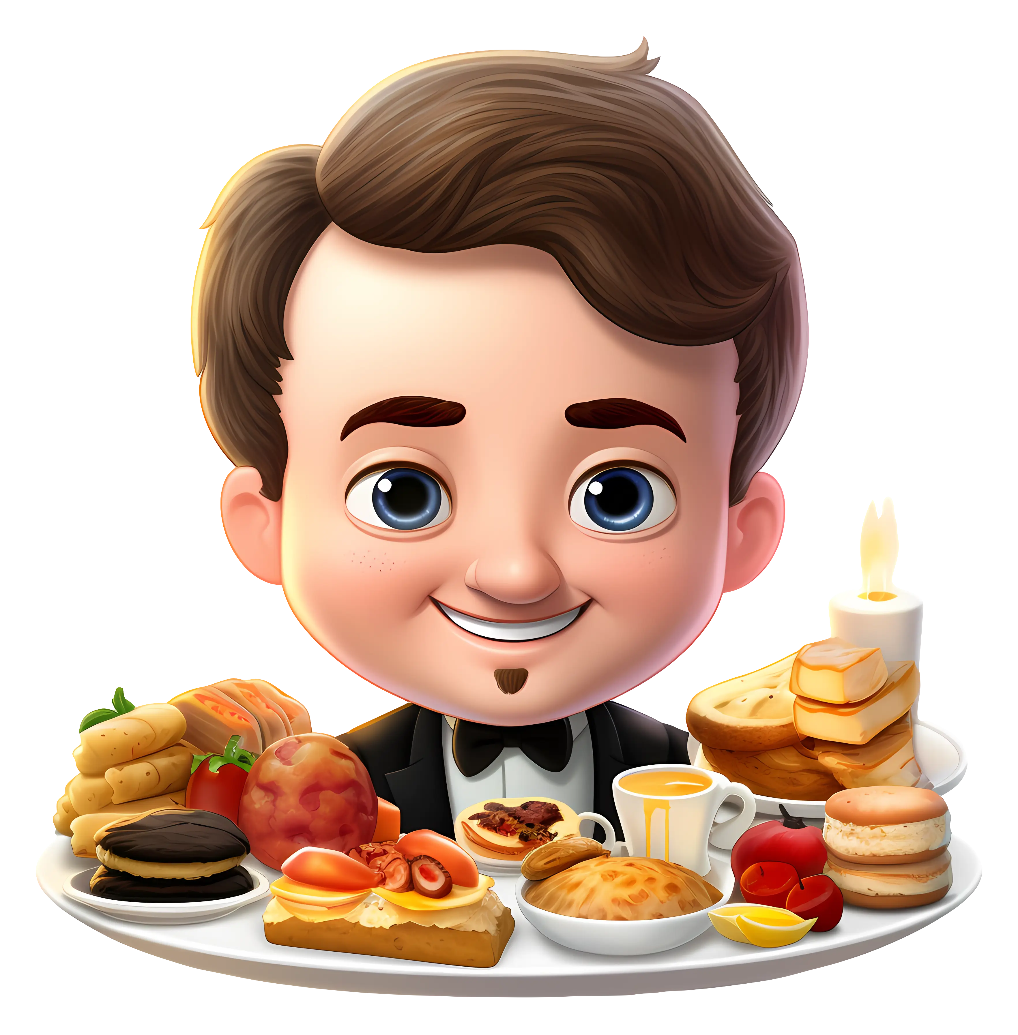 Cartoon Man with Breakfast Food