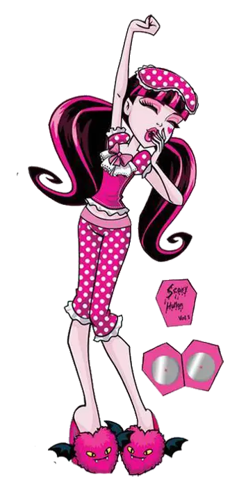Cartoon Girl in Pink Polka Dot Pajamas