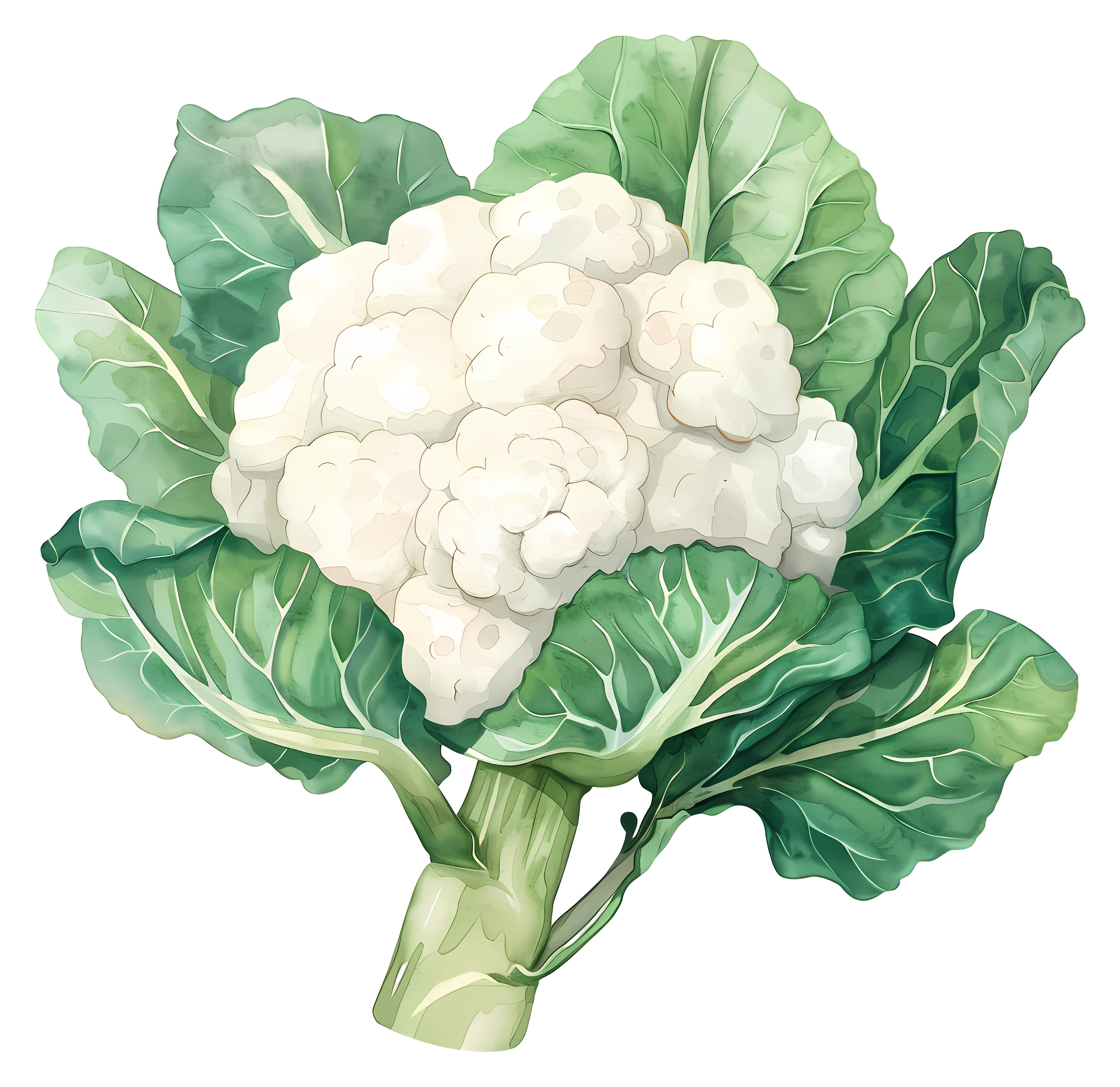 White Cauliflower with Green Leaves