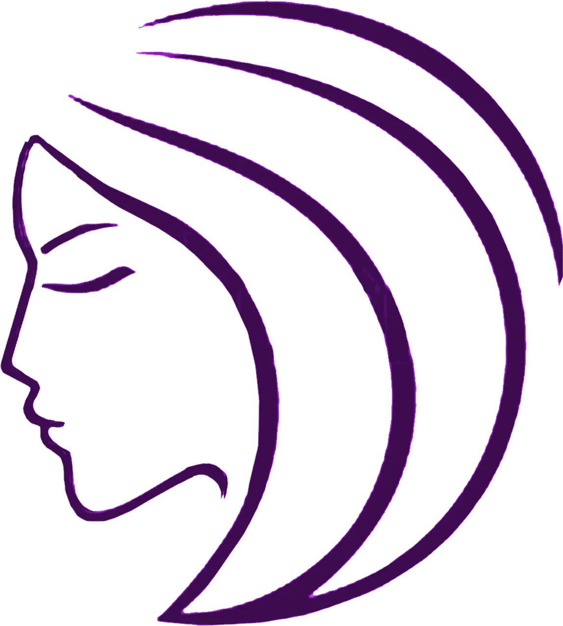 Woman&#039;s Face Outline in Purple Style