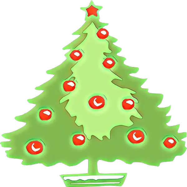 Decorated Green Christmas Tree with Red Ornaments