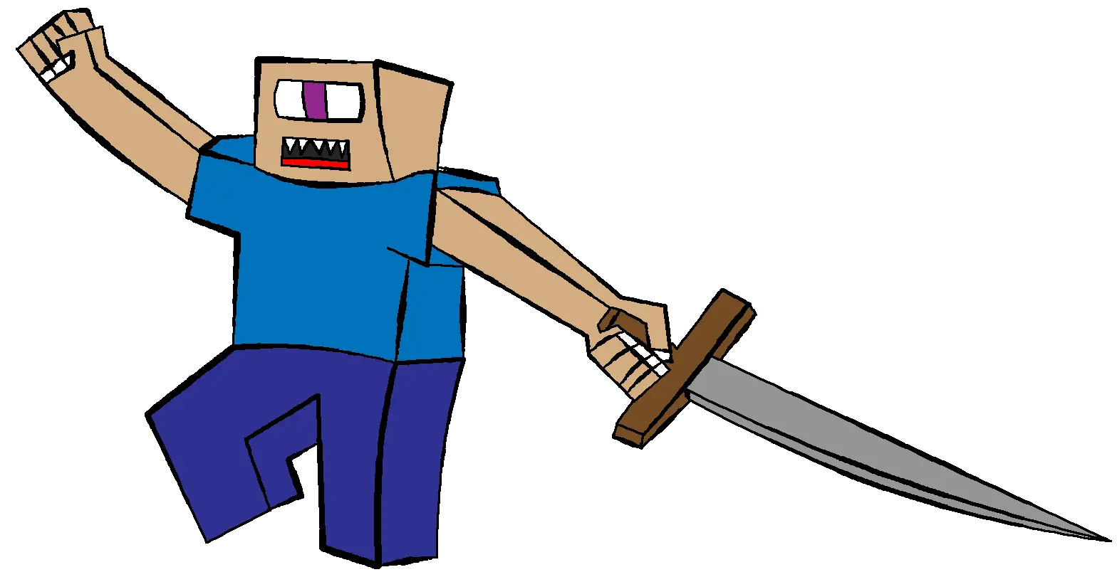 Pixelated Character with Sword