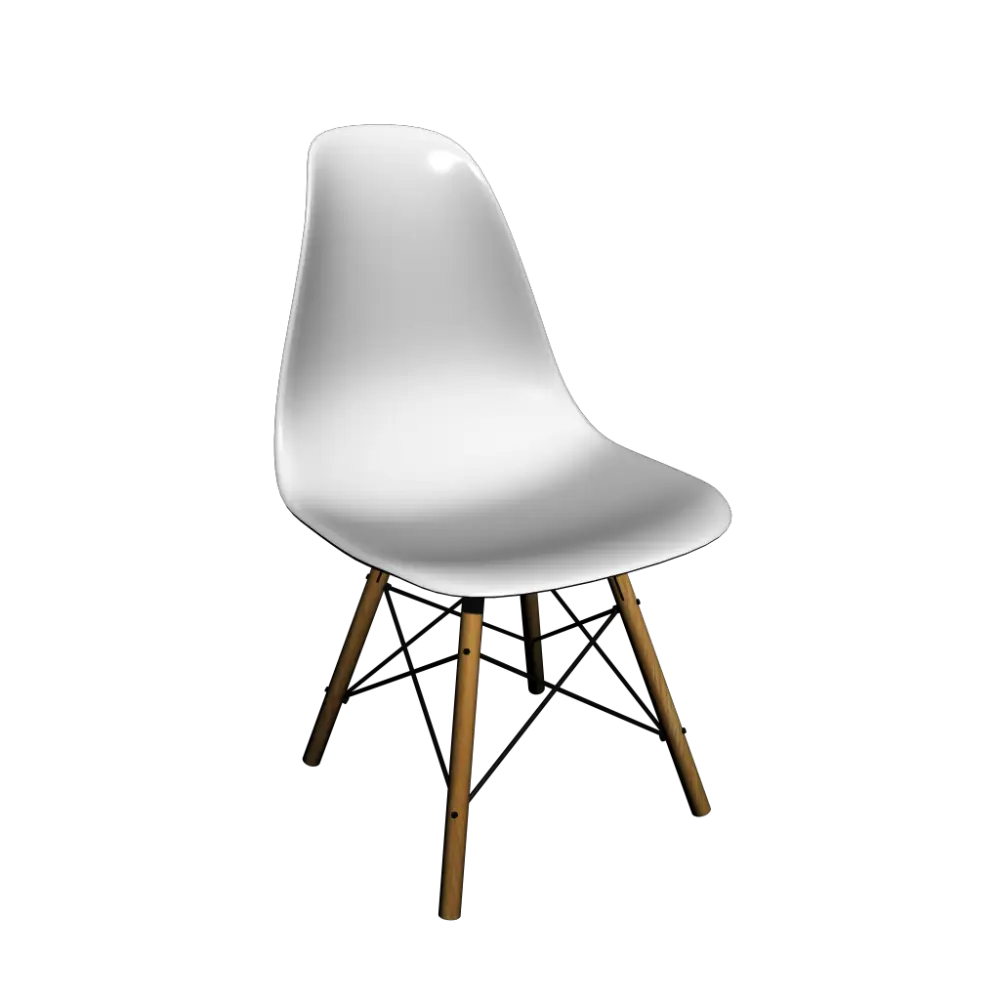 Modern White Chair with Wooden Legs