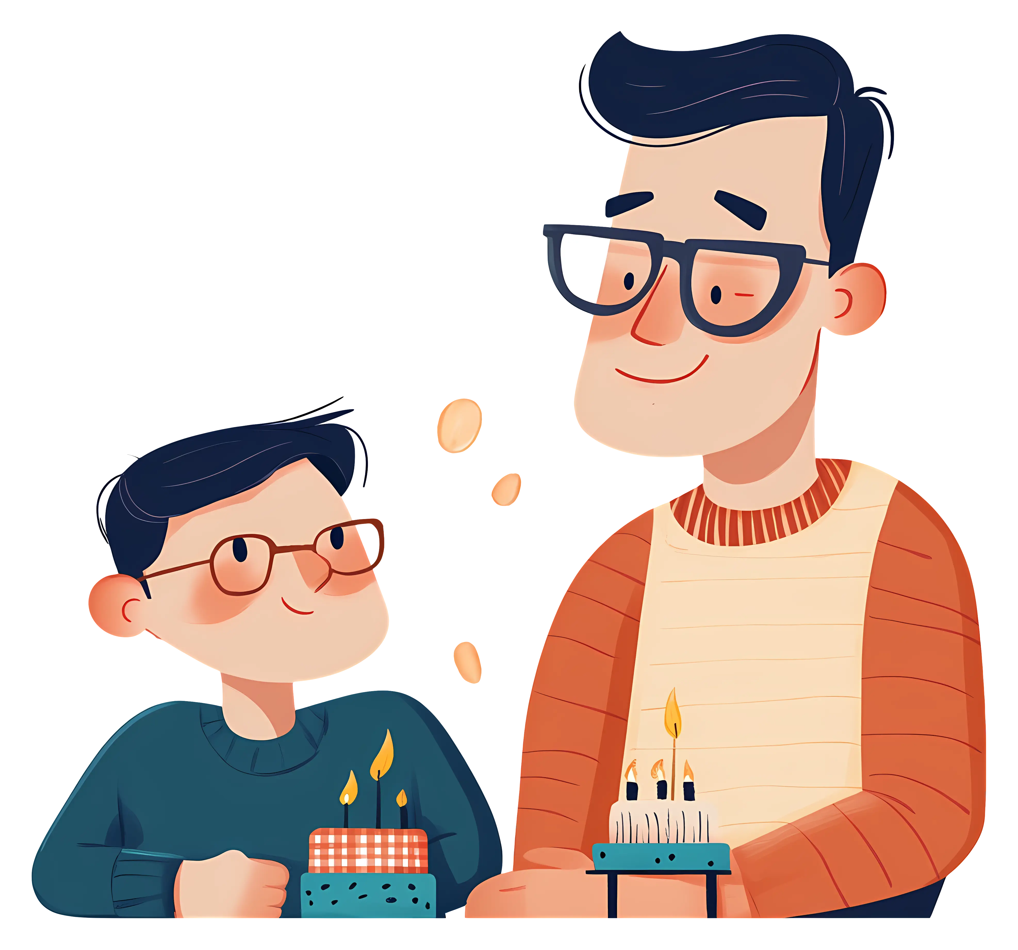 Father and Son Birthday Illustration