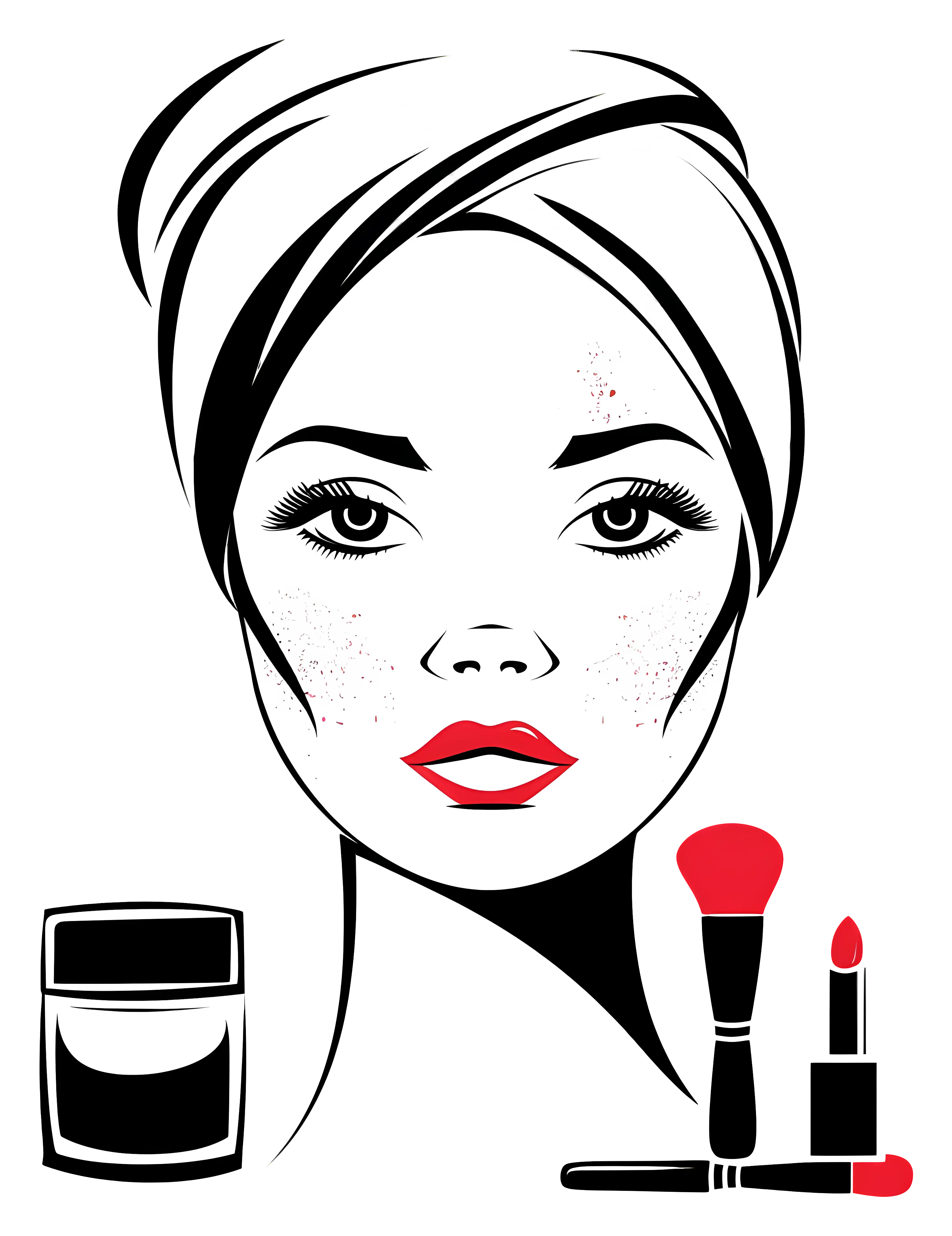 Woman&#039;s Face with Makeup Accessories