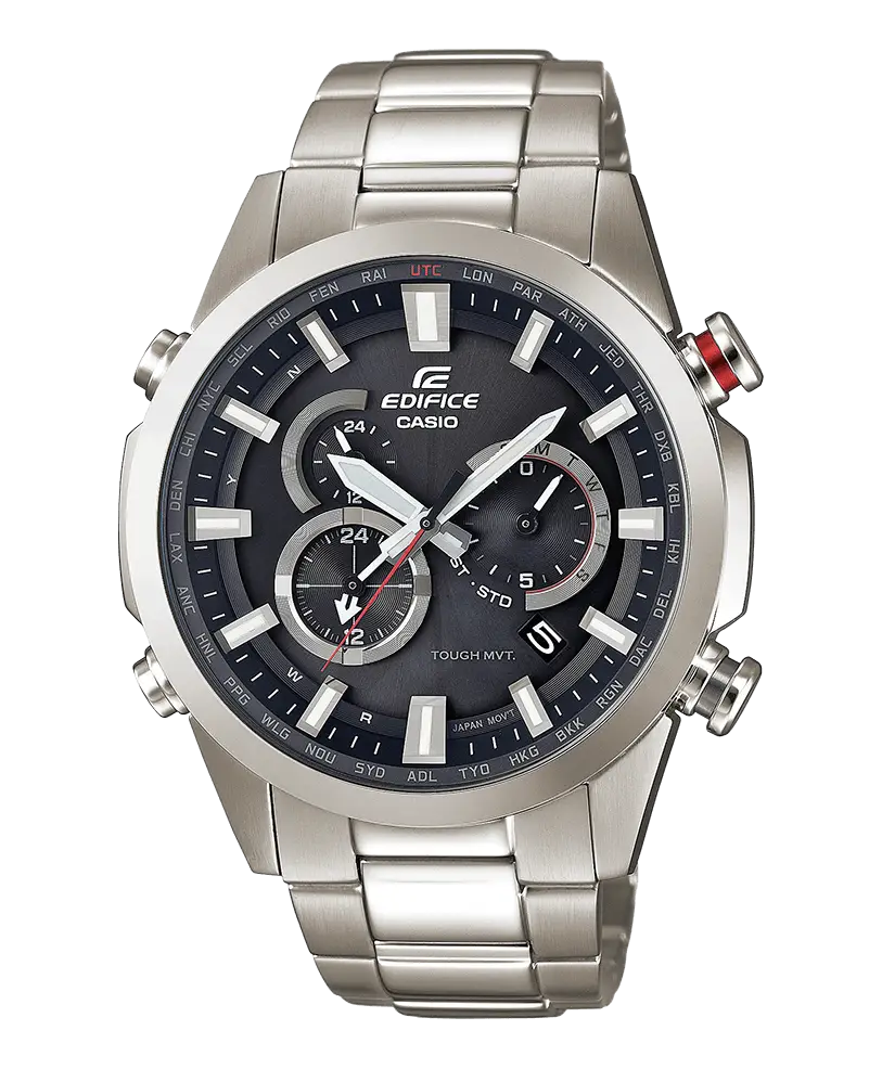 Silver Chronograph Wristwatch with Metal Strap