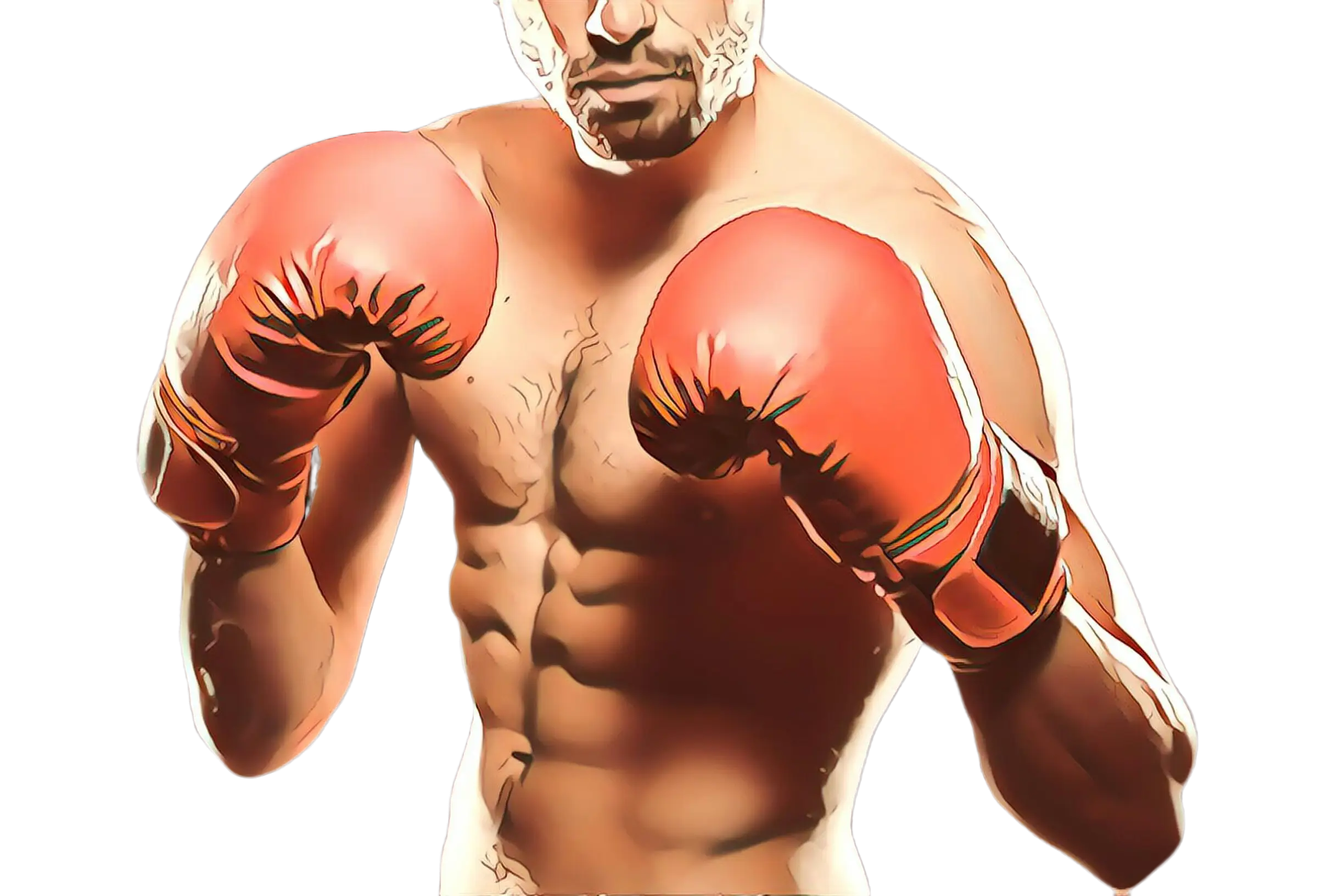 Muscular Boxer with Red Boxing Gloves