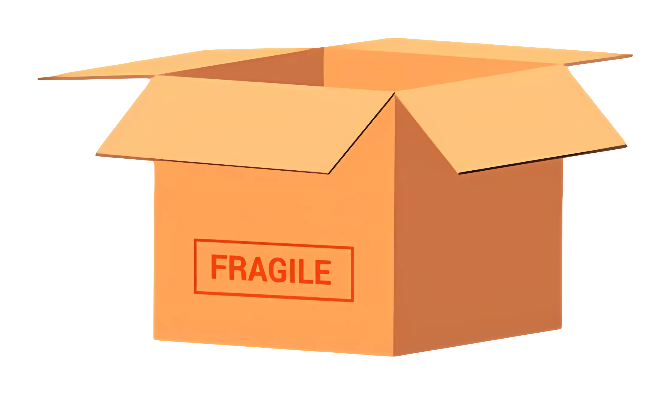 Open Cardboard Box with Fragile Label