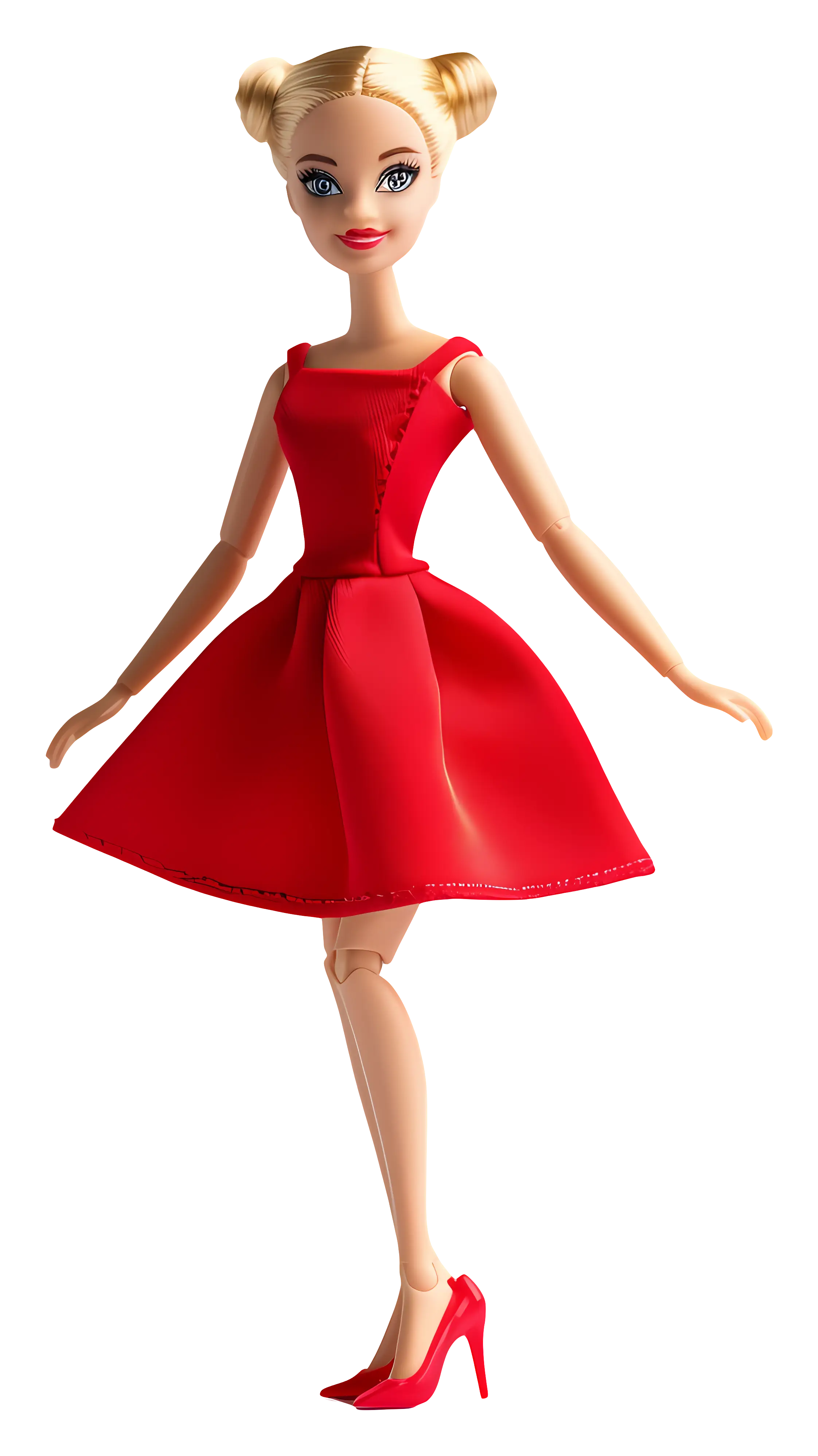Doll in Elegant Red Dress and Heels