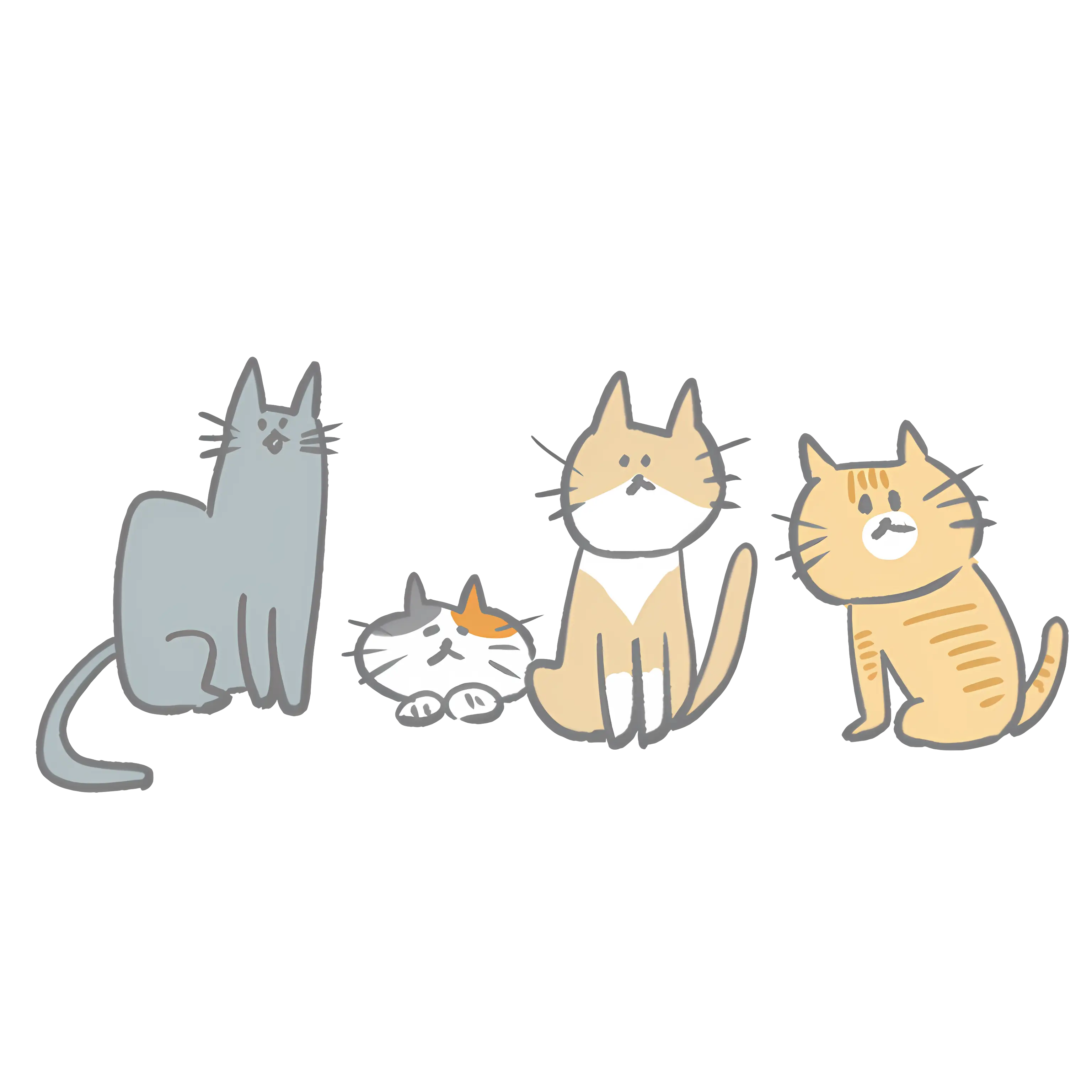 Group of Four Adorable Cats