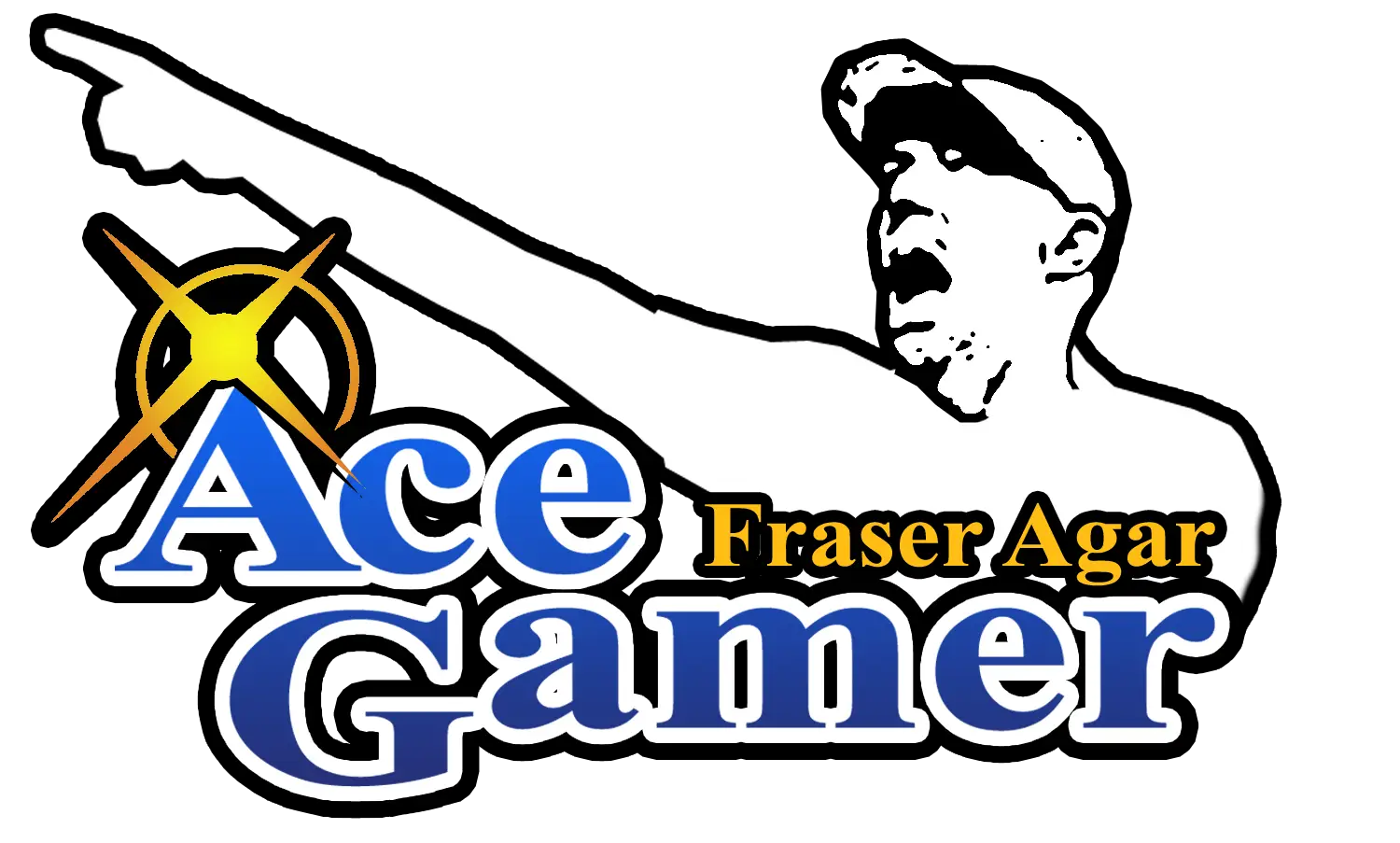 Ace Gamer Logo with Pointing Figure
