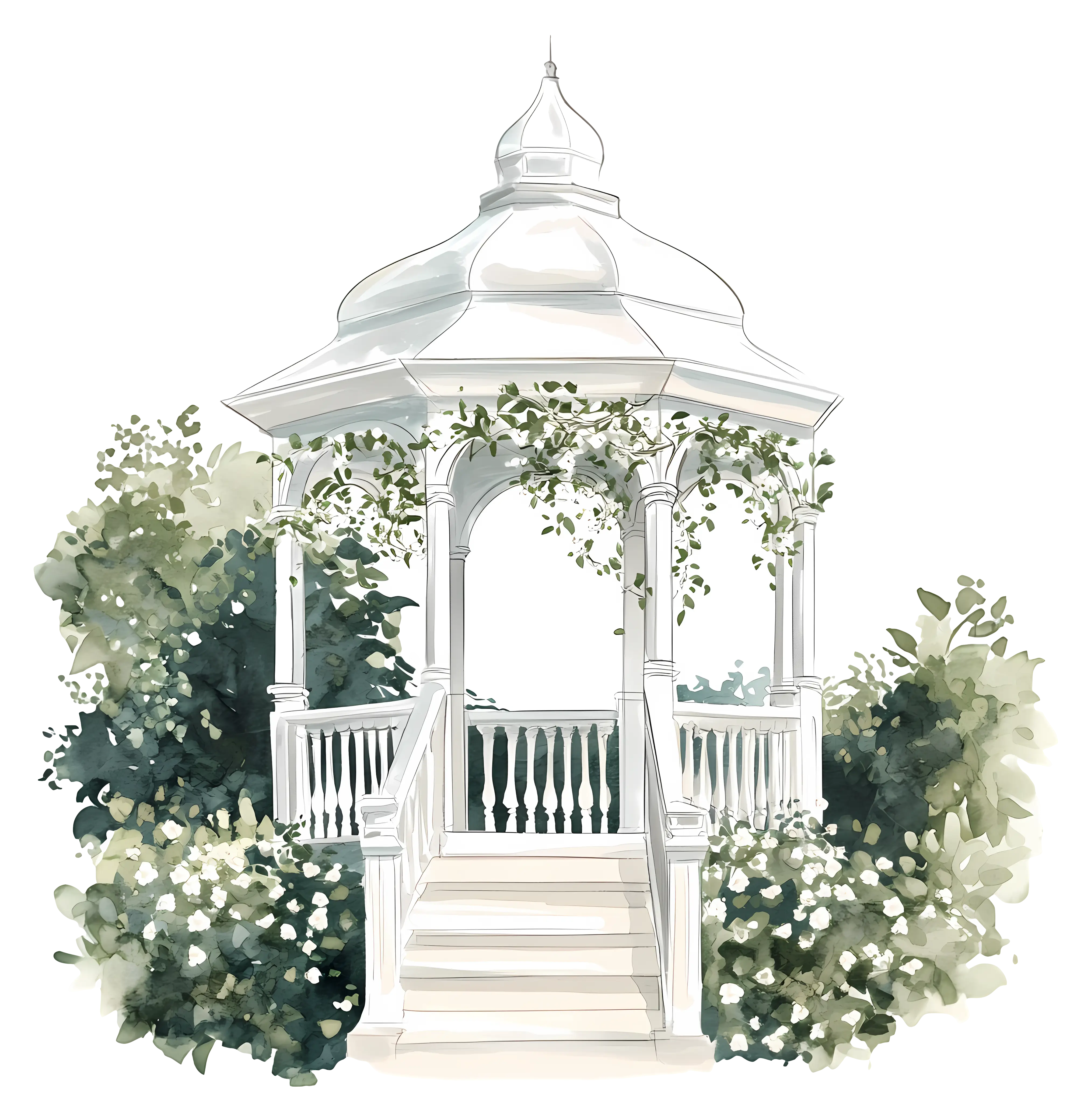 White Gazebo in Garden