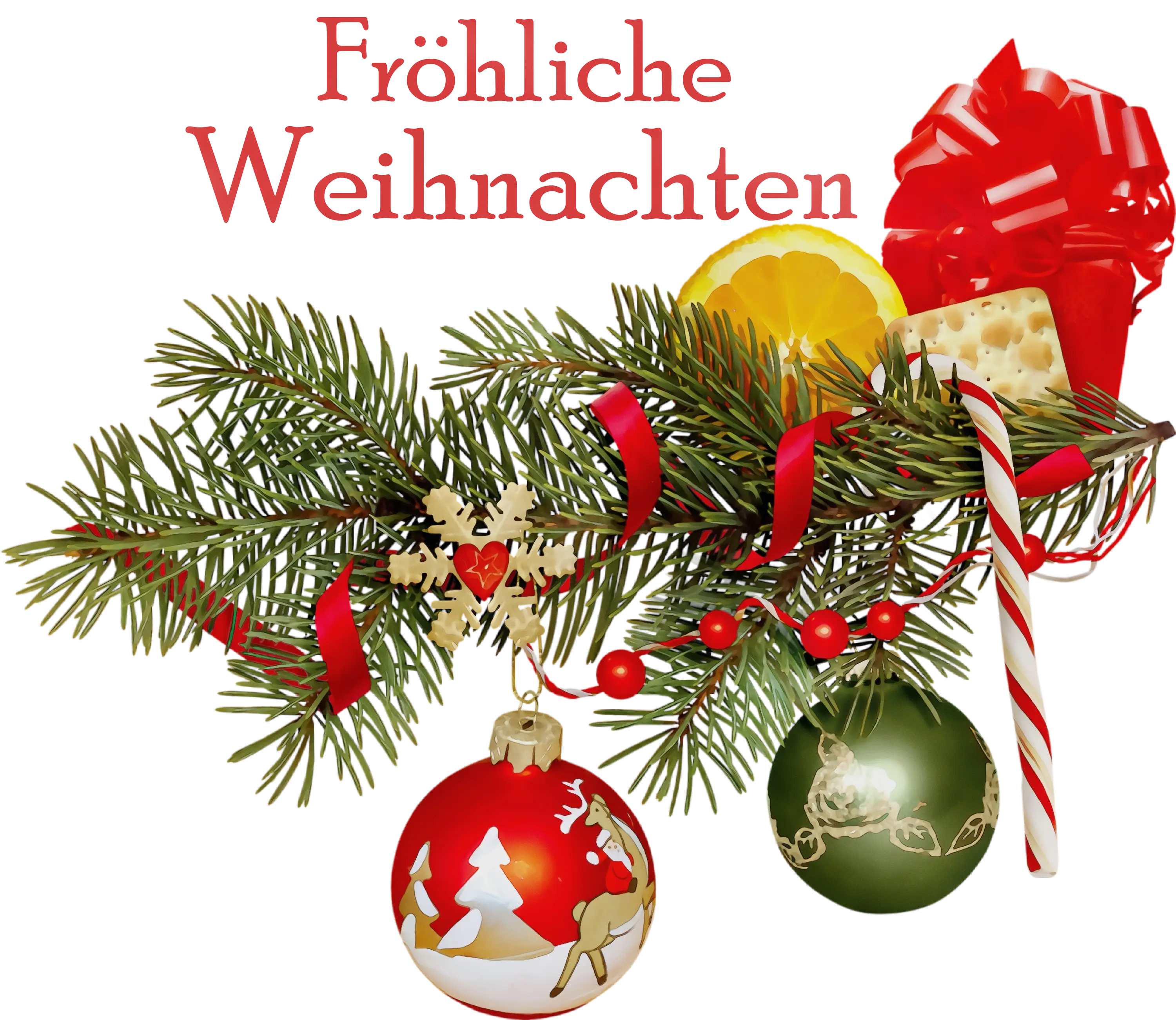Christmas Baubles with Greenery and Ribbons