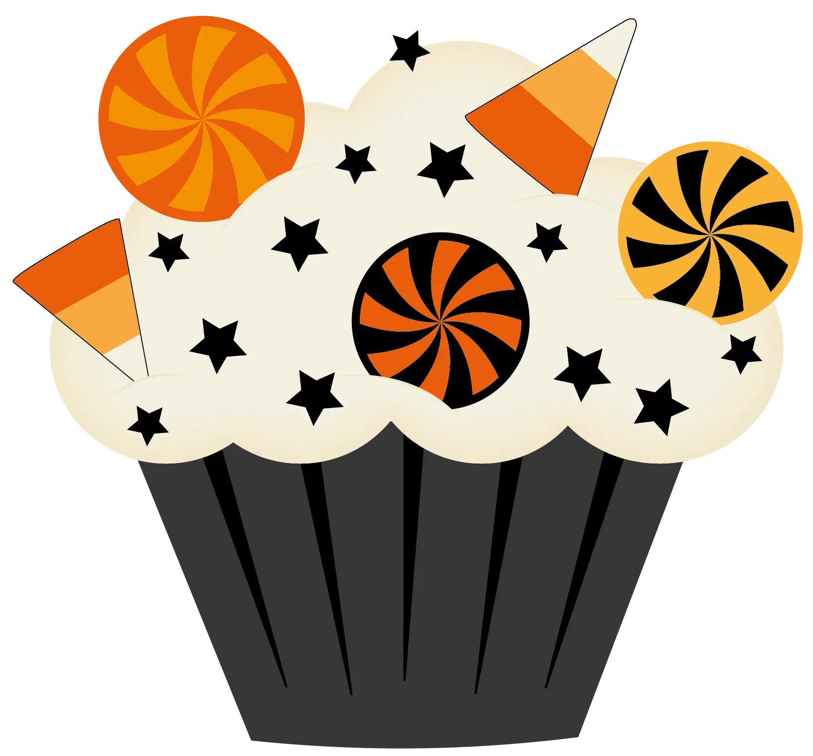 Halloween Themed Cupcake with Candy Decorations