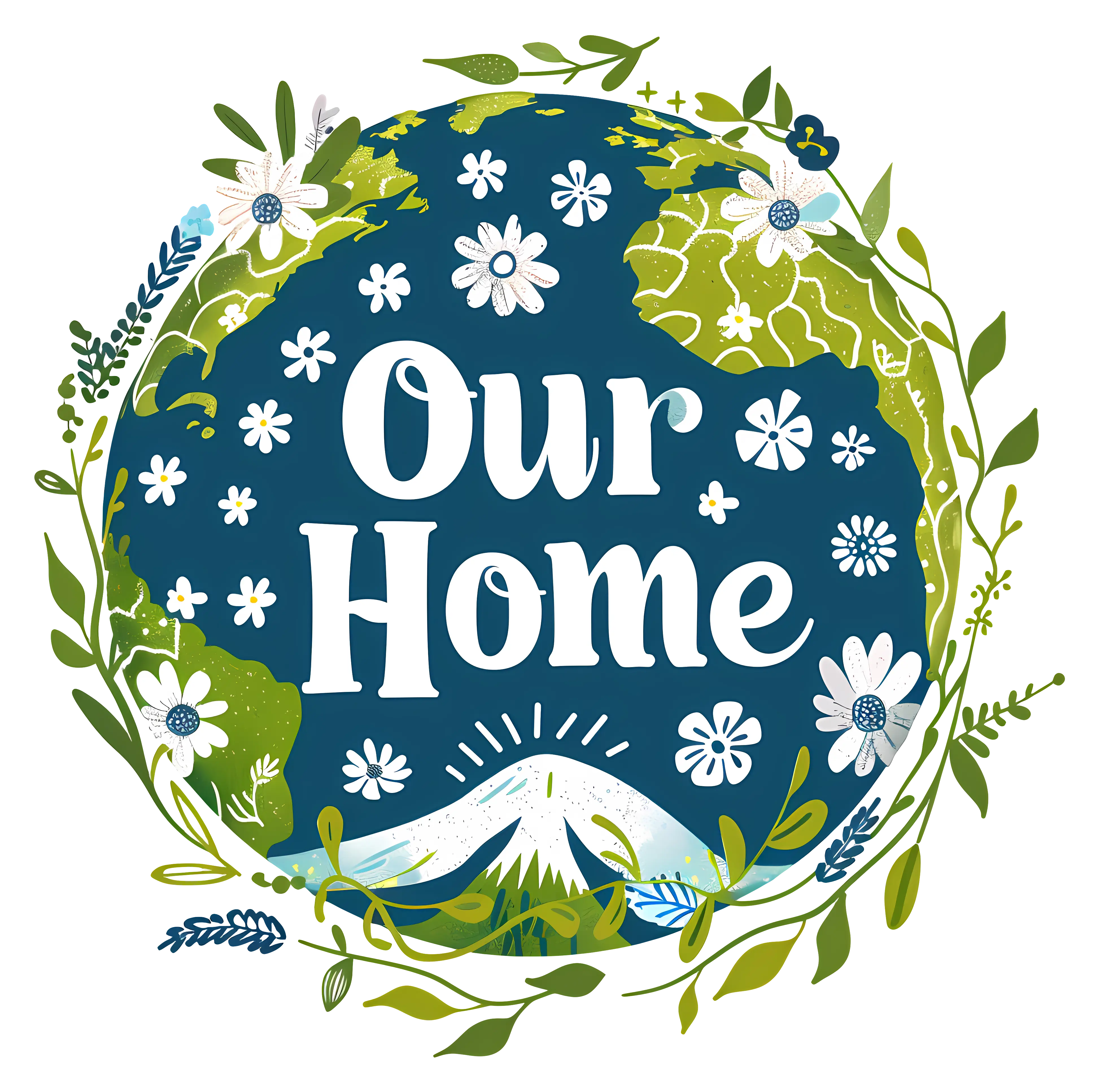 Our Home Earth with Floral Design