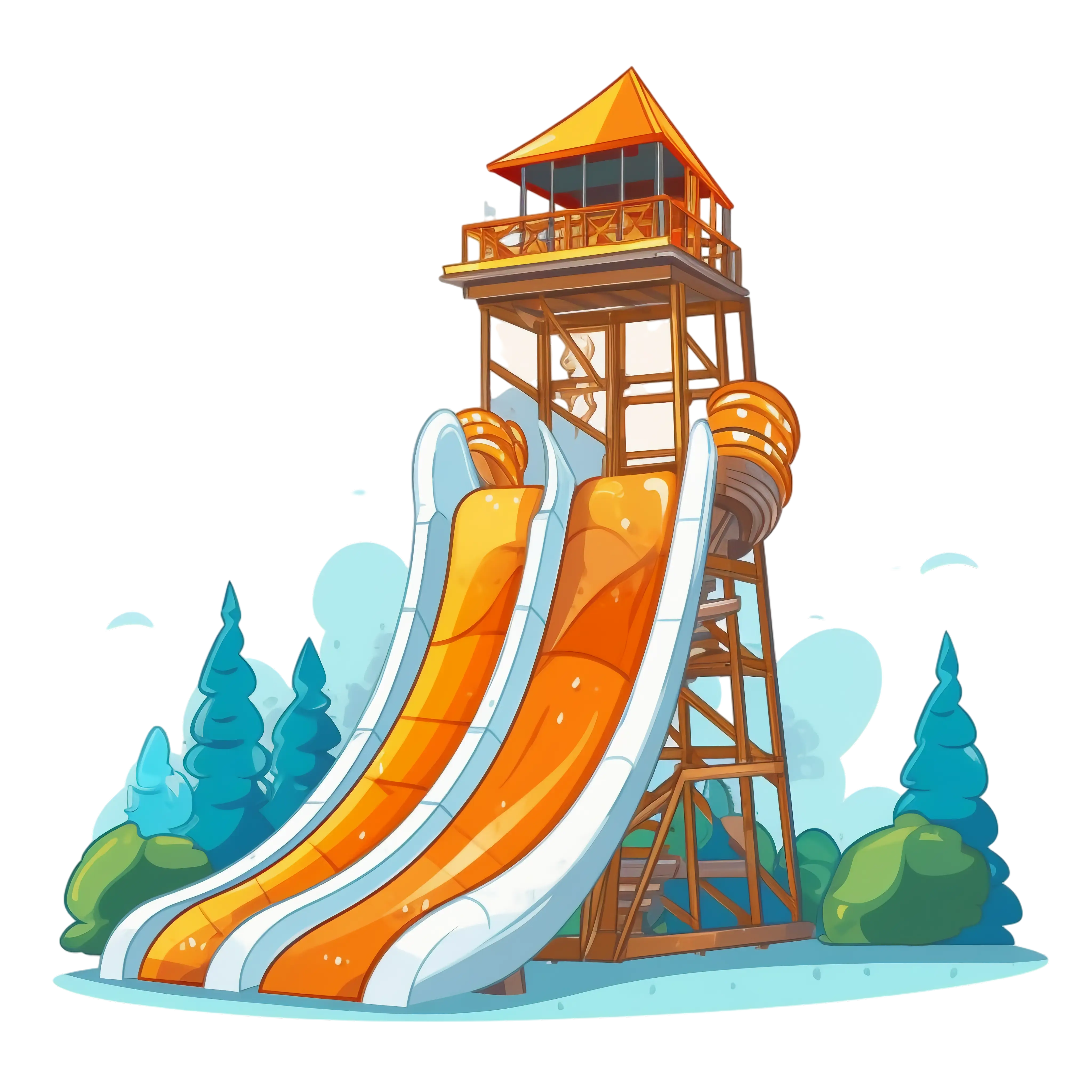Amusement Park Water Slide Tower