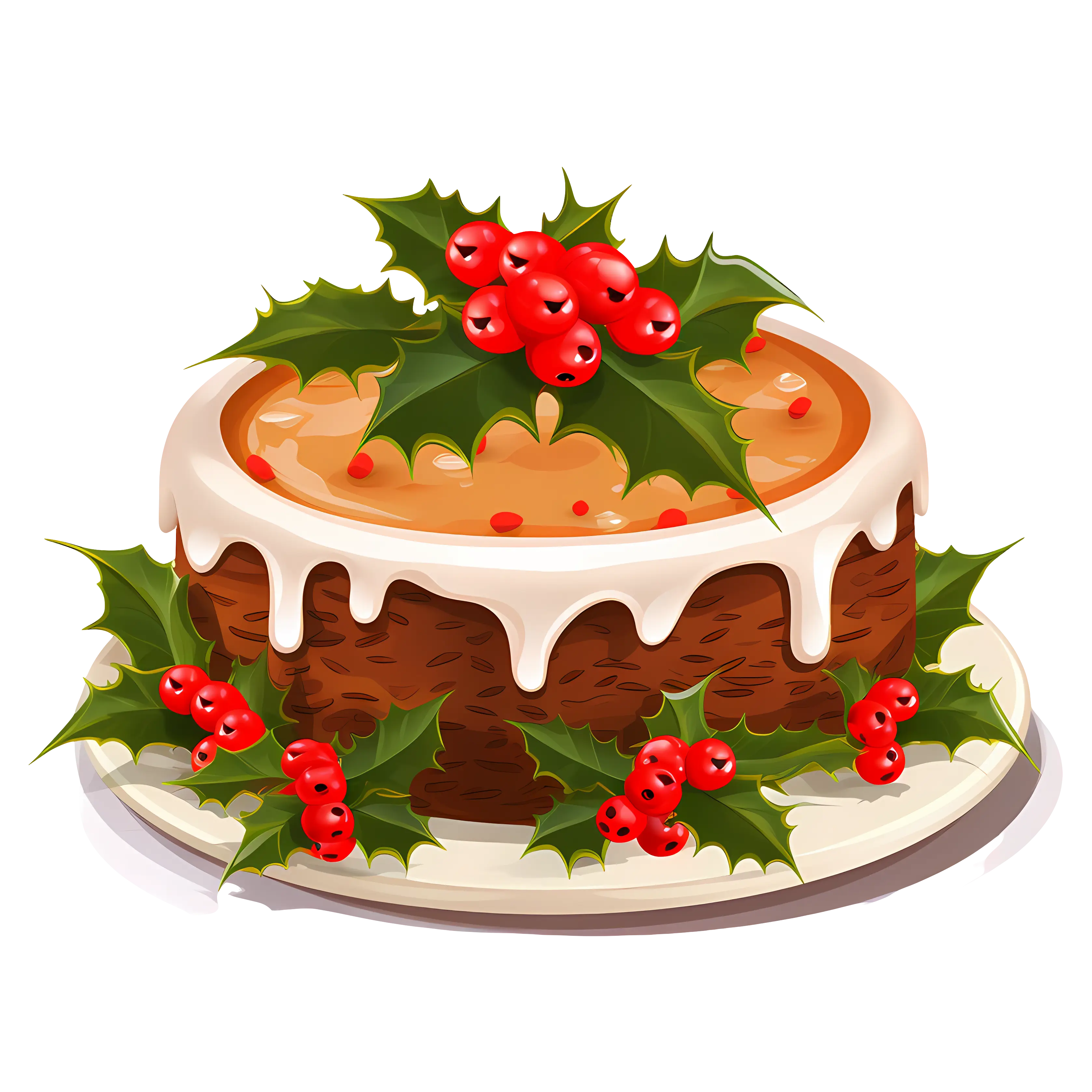 Traditional Christmas Pudding with Festive Decor