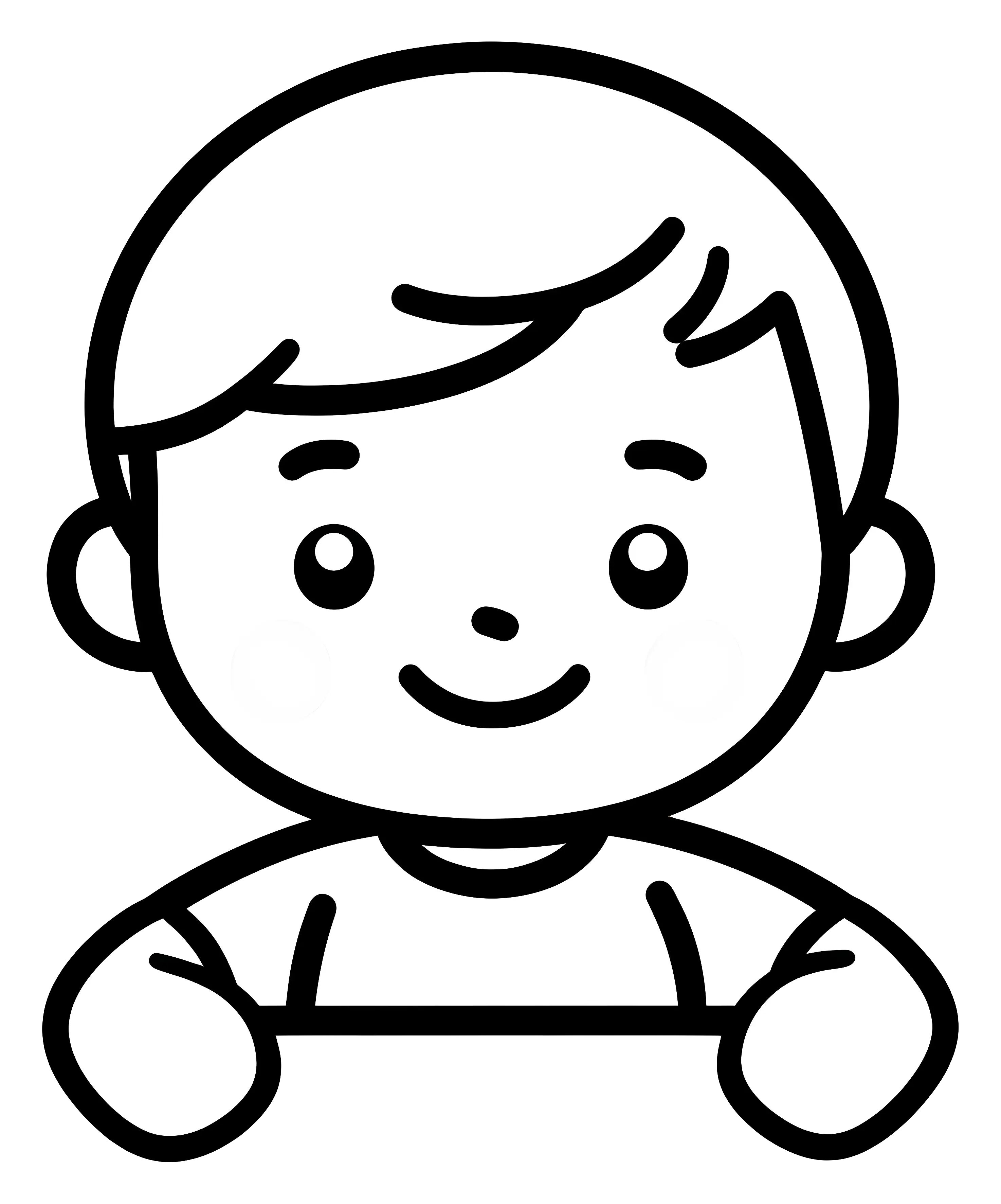 Black and White Cartoon Boy Outline