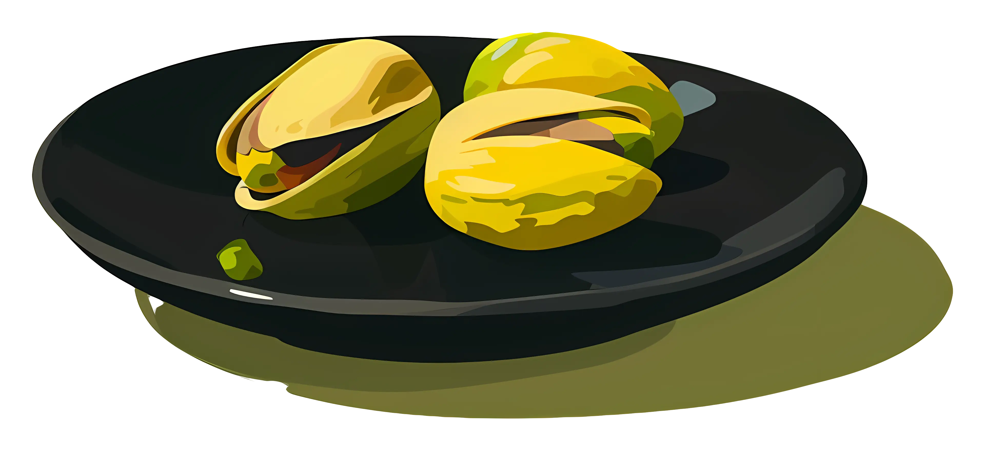 Pistachios on a Black Plate