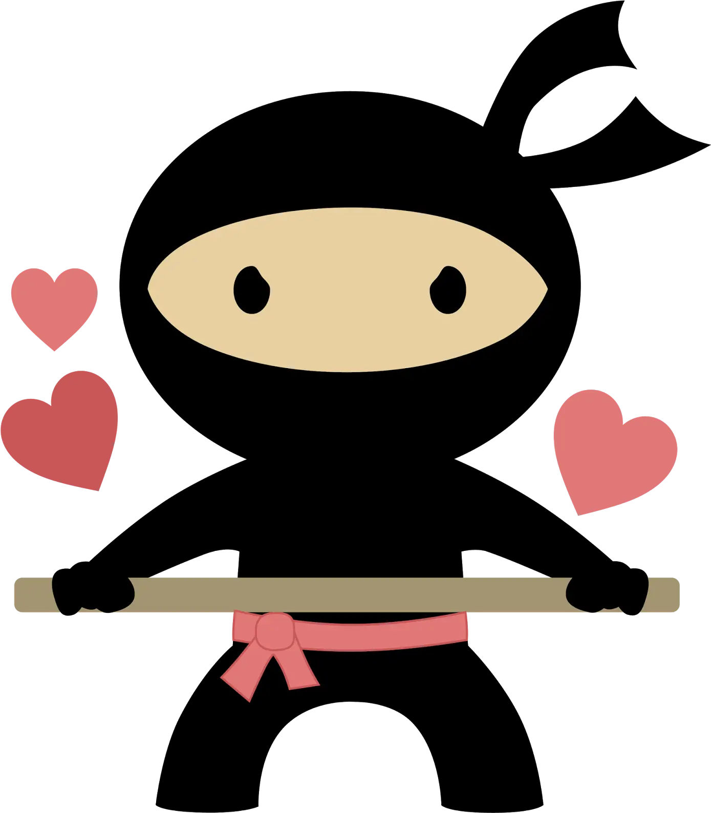 Cute Ninja with Hearts and Stick
