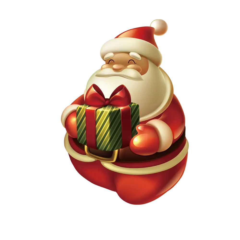 Santa Claus Holding a Gift Box for Christmas