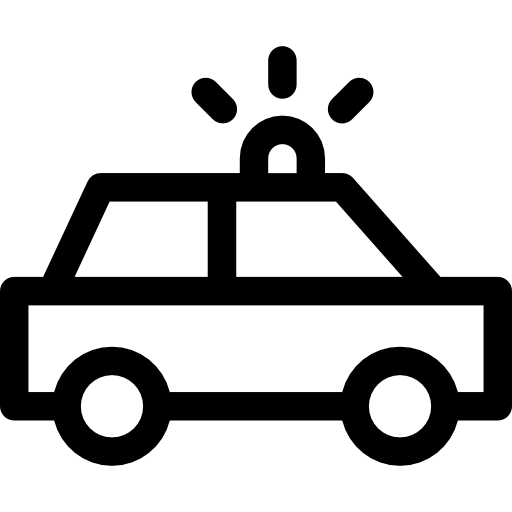 Black Police Car Icon with Siren
