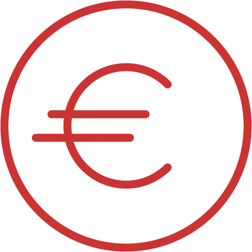 Red Euro Currency Symbol Icon