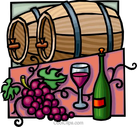 Wine Barrels and Grapes Illustration
