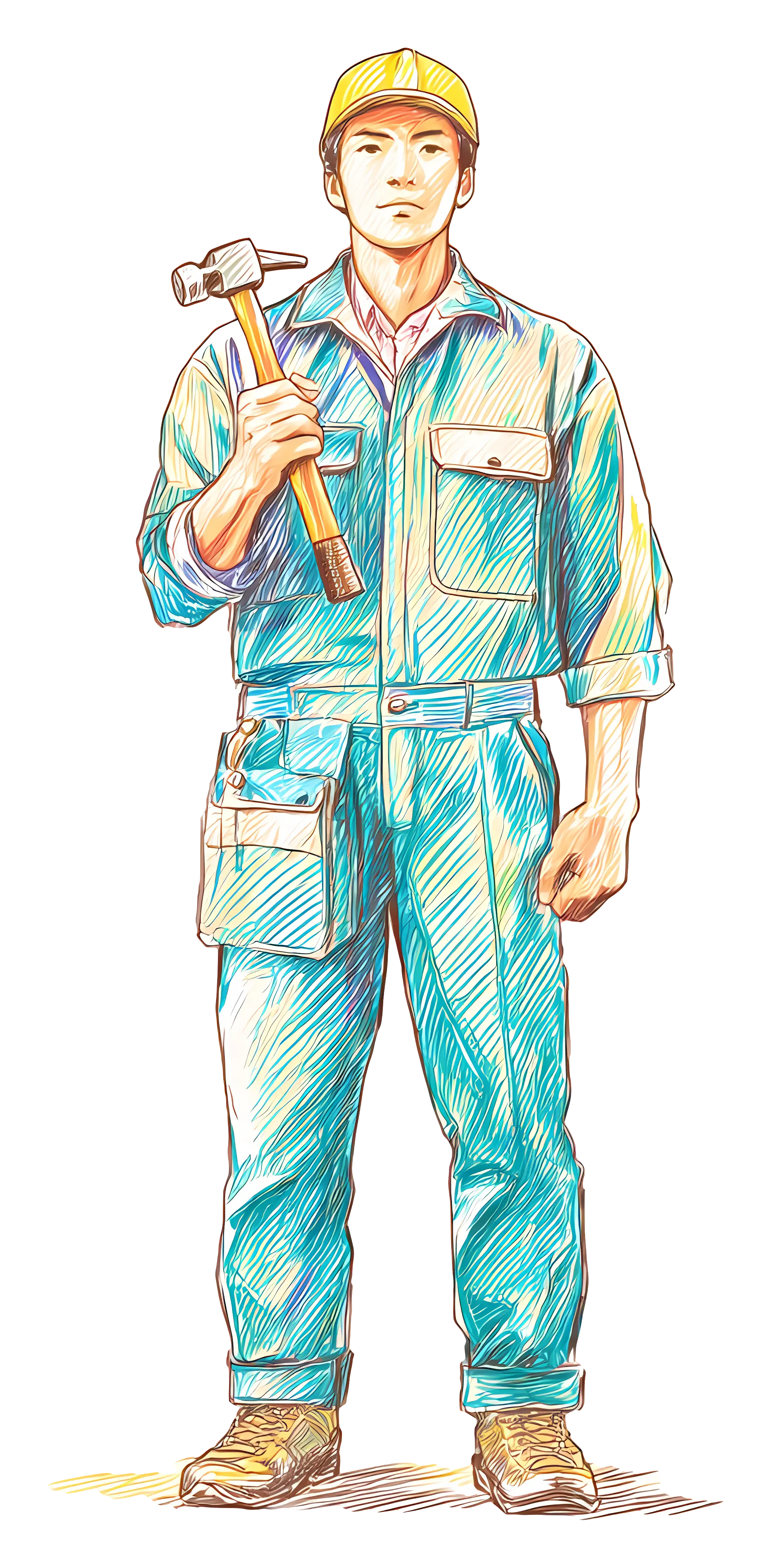 Construction Worker with Hammer